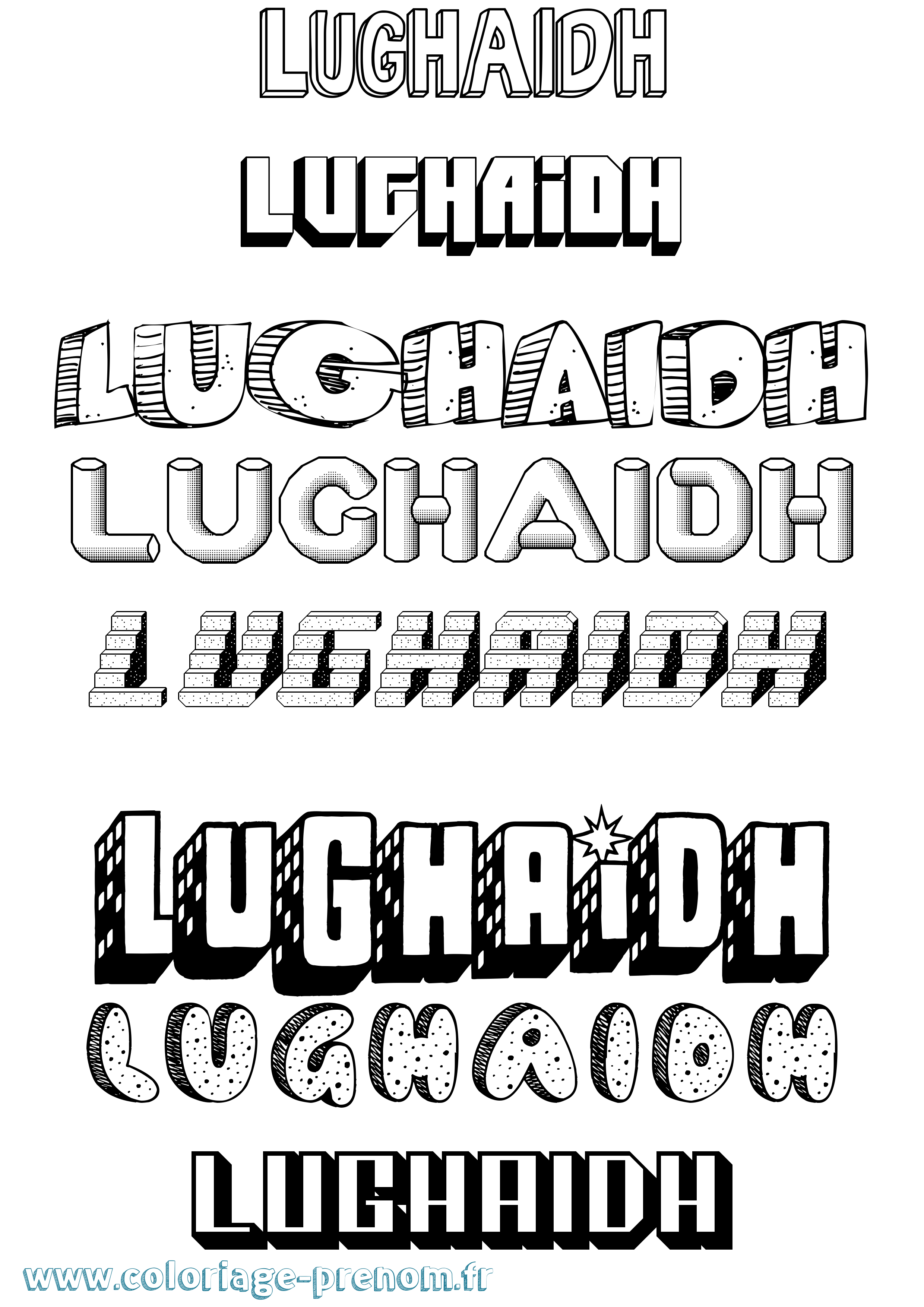Coloriage prénom Lughaidh Effet 3D