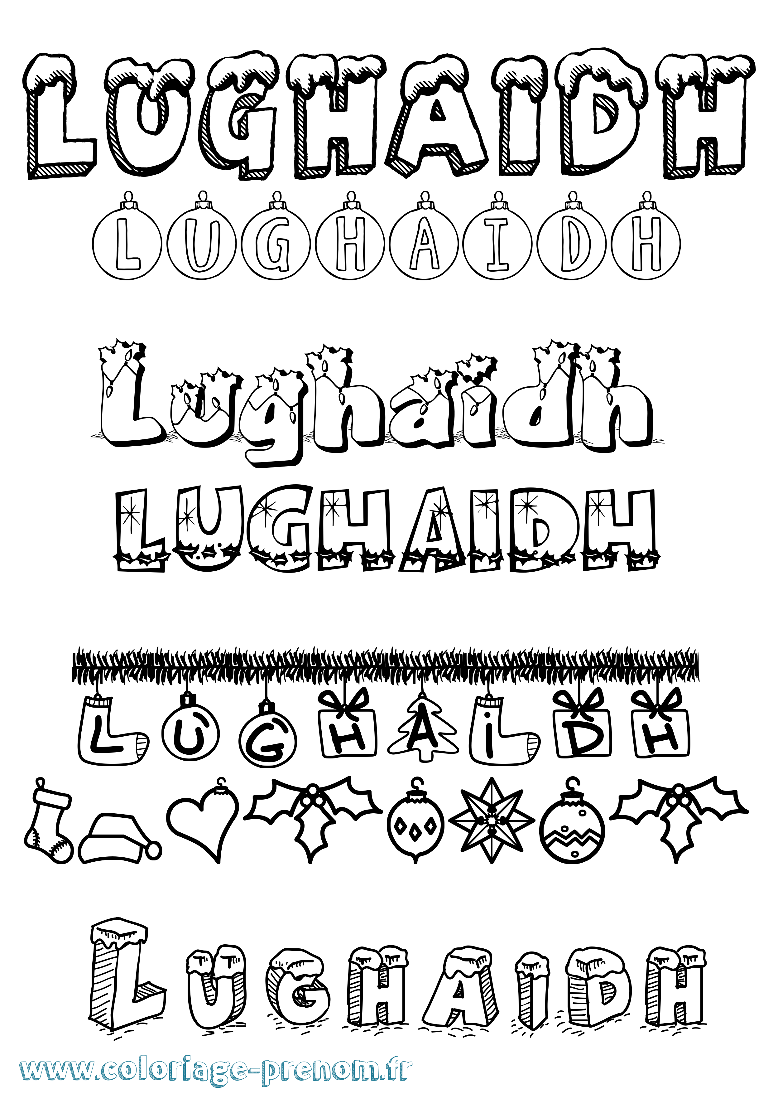 Coloriage prénom Lughaidh Noël