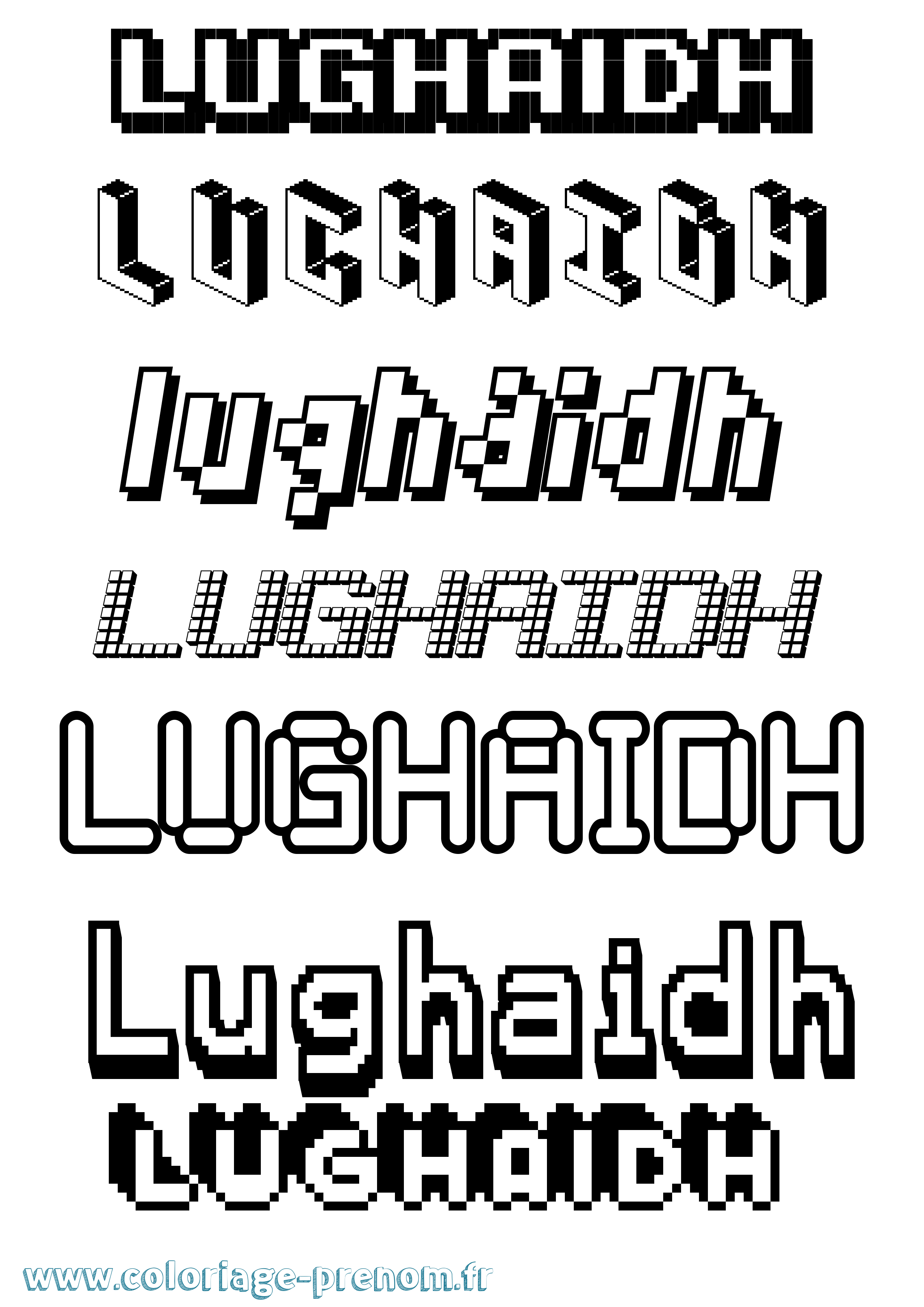 Coloriage prénom Lughaidh Pixel