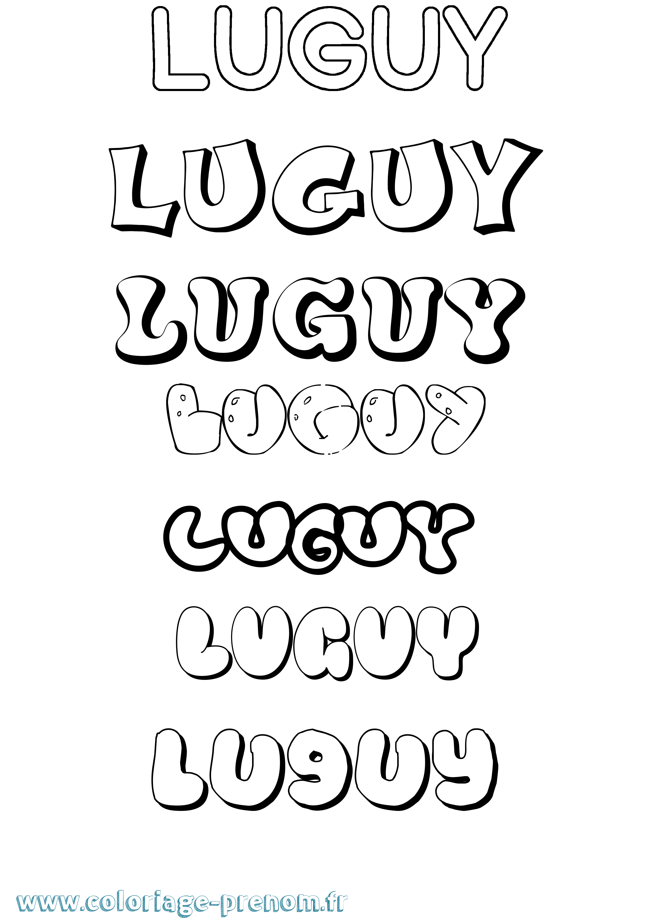 Coloriage prénom Luguy Bubble