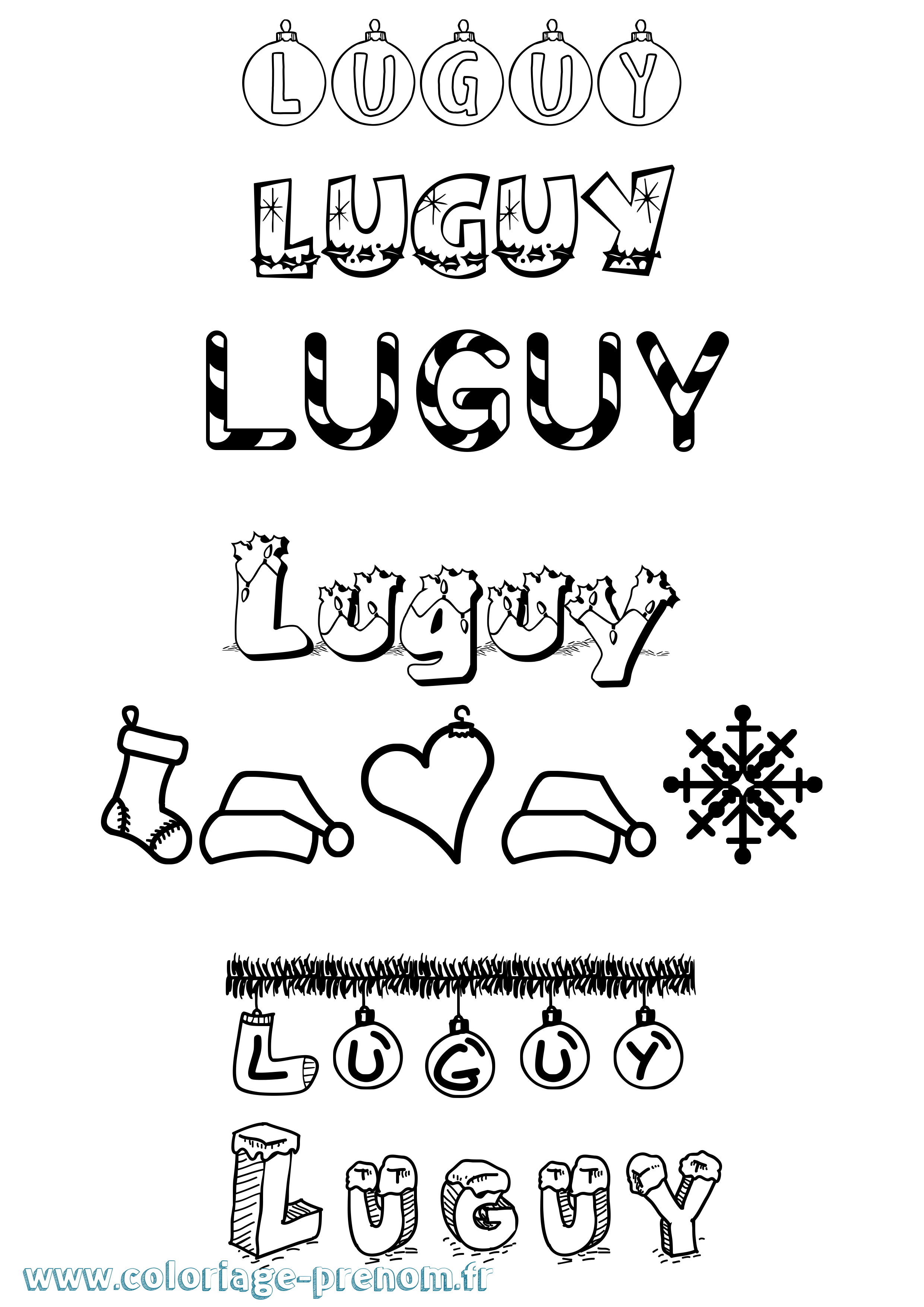 Coloriage prénom Luguy Noël