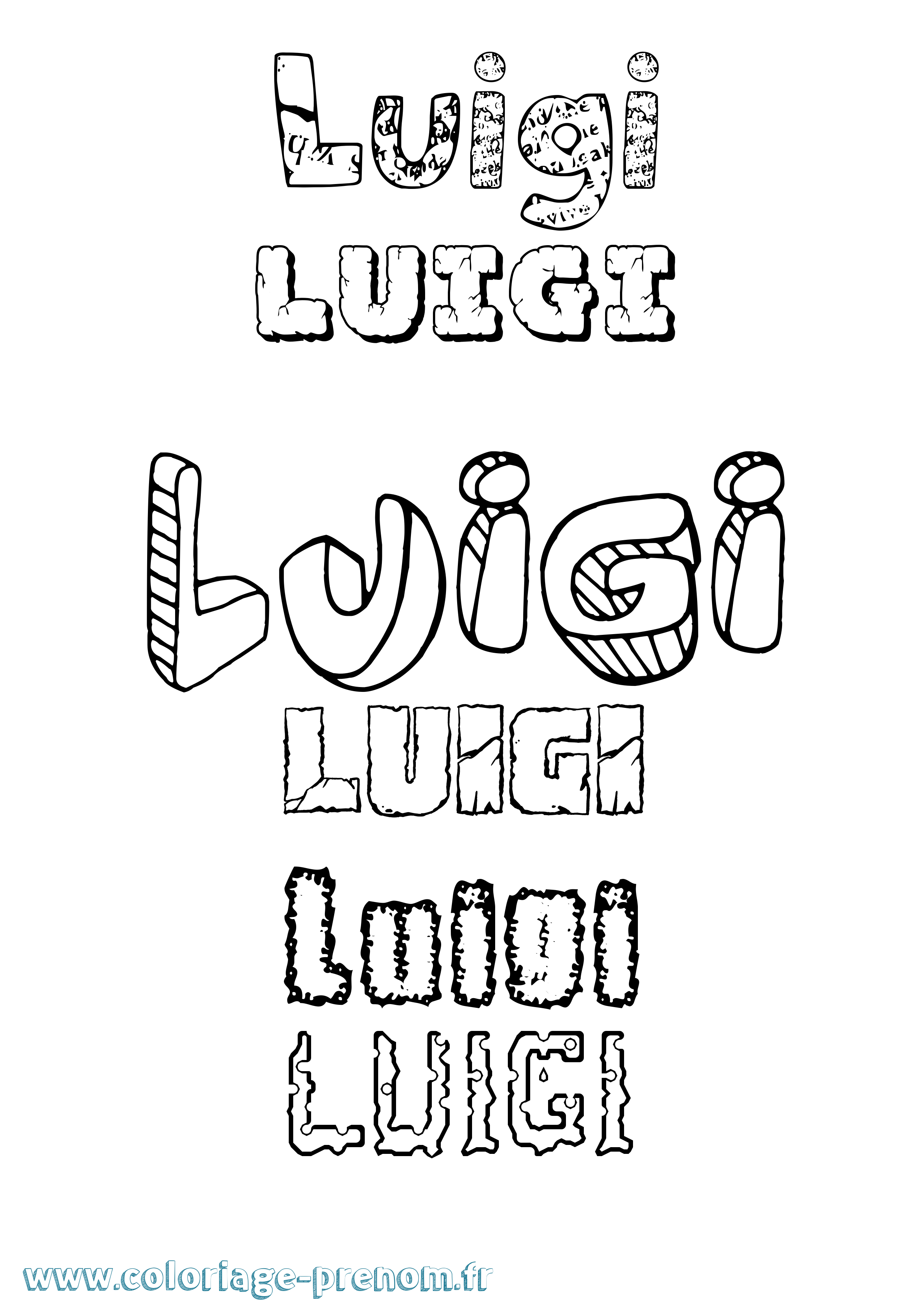 Coloriage Luigi Destructuré Coloriage prénom Luigi Destructuré