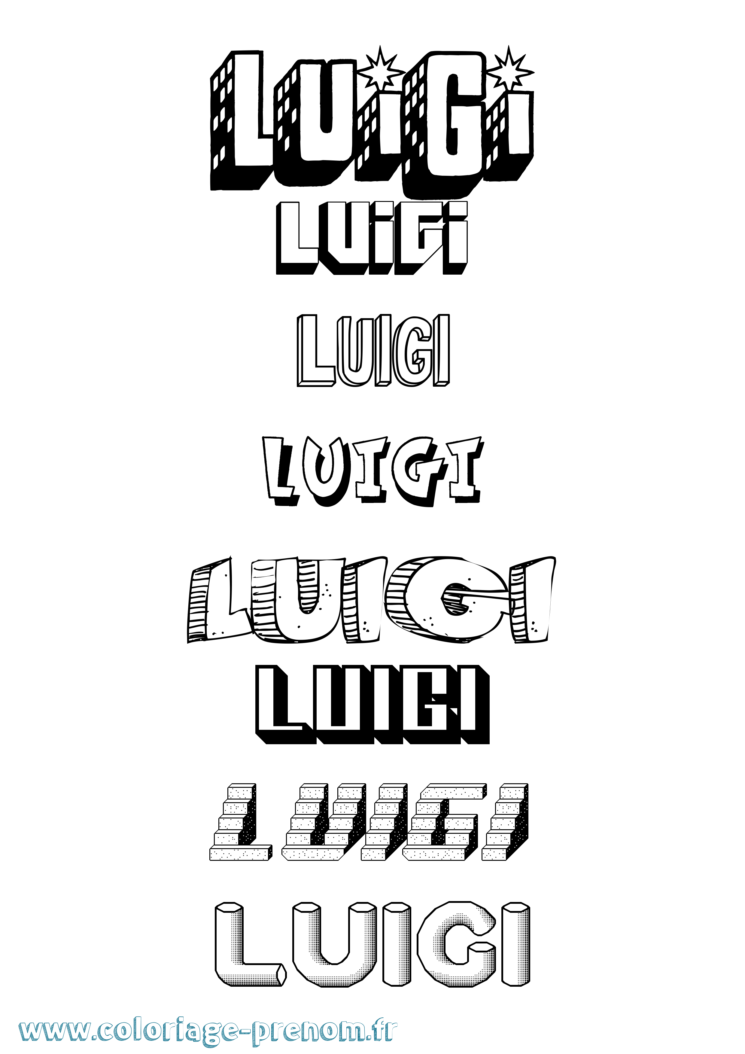 Coloriage Luigi Effet 3D Coloriage prénom Luigi Effet 3D