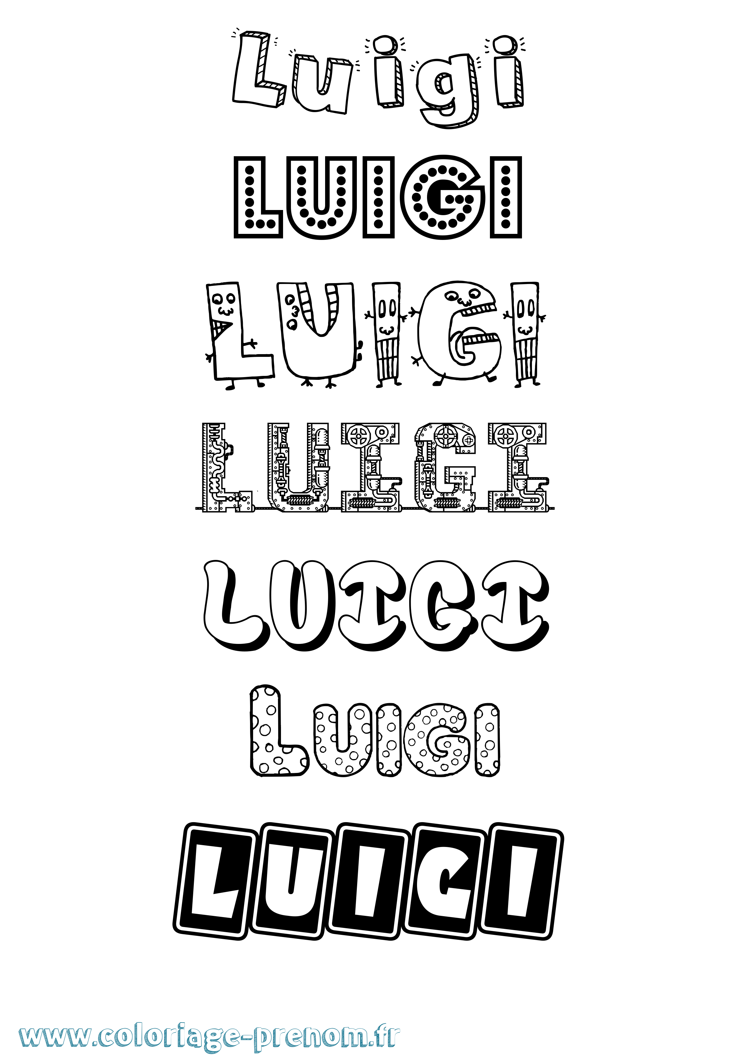 Coloriage prénom Luigi Fun