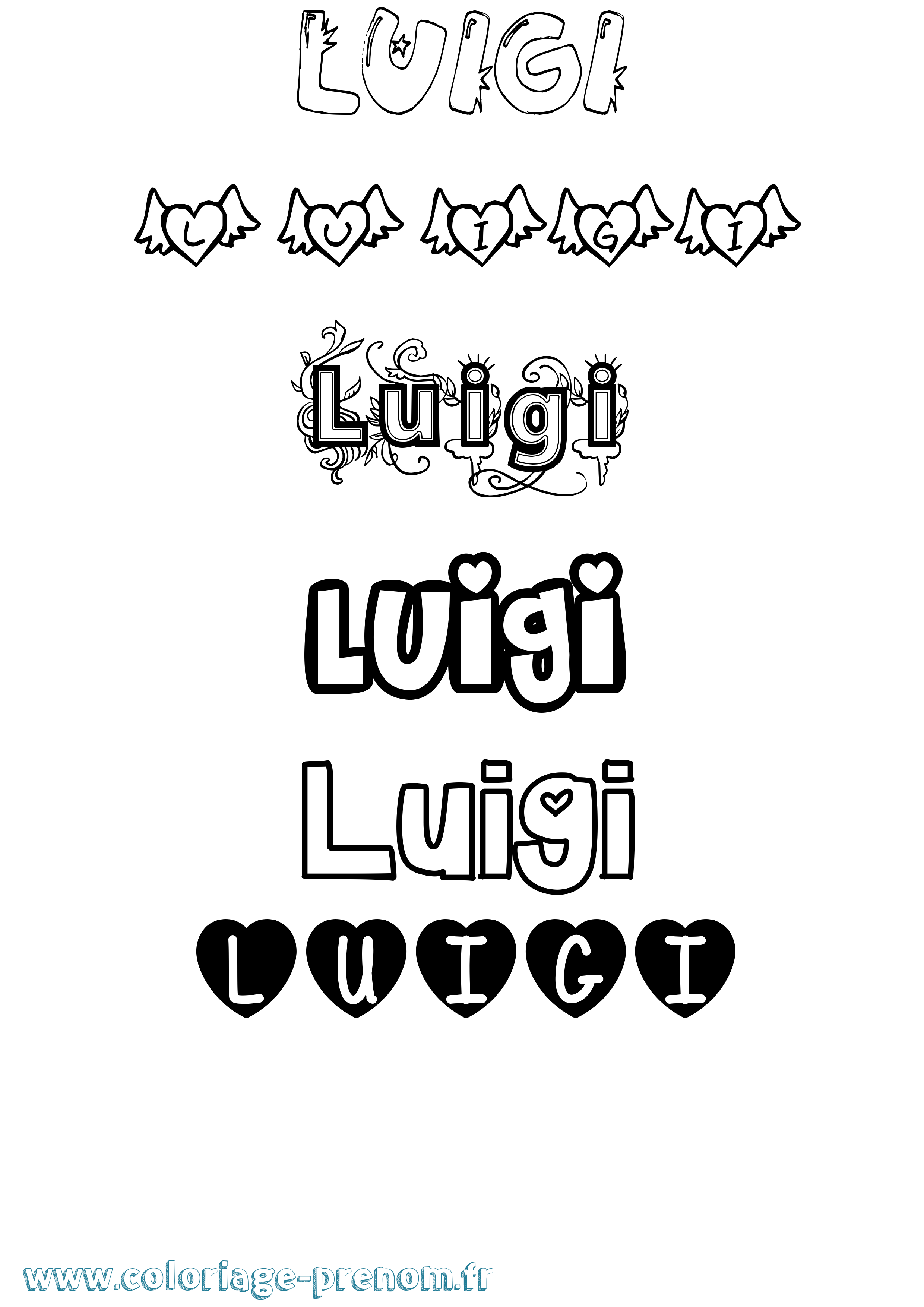 Coloriage prénom Luigi Girly