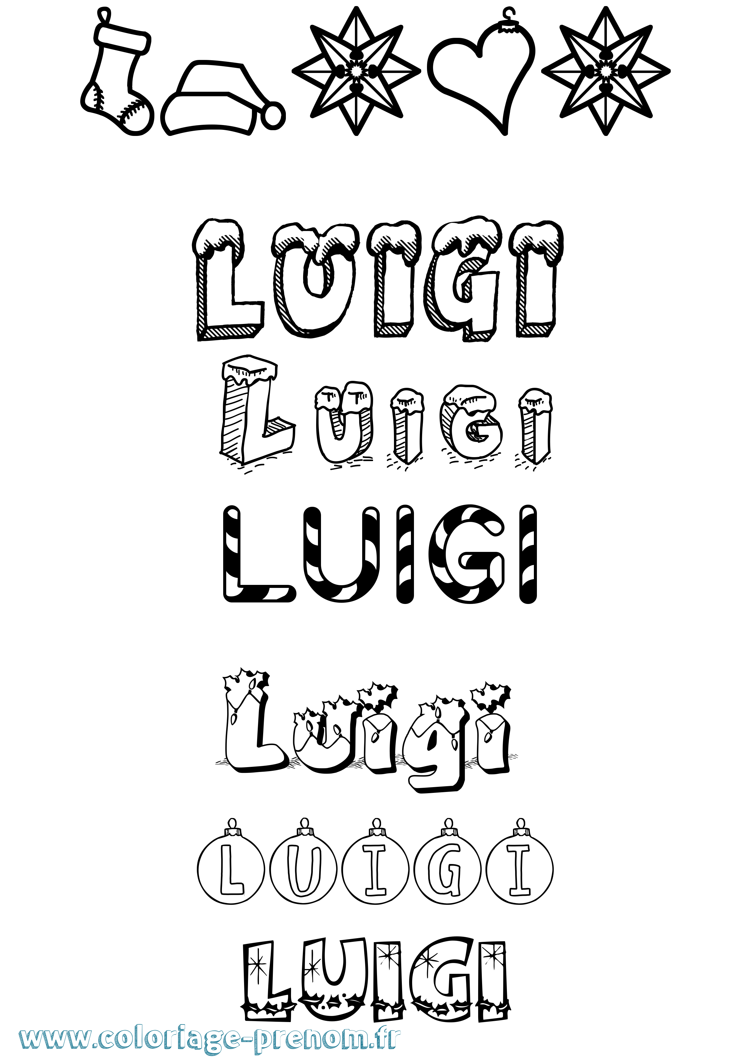 Coloriage prénom Luigi Noël