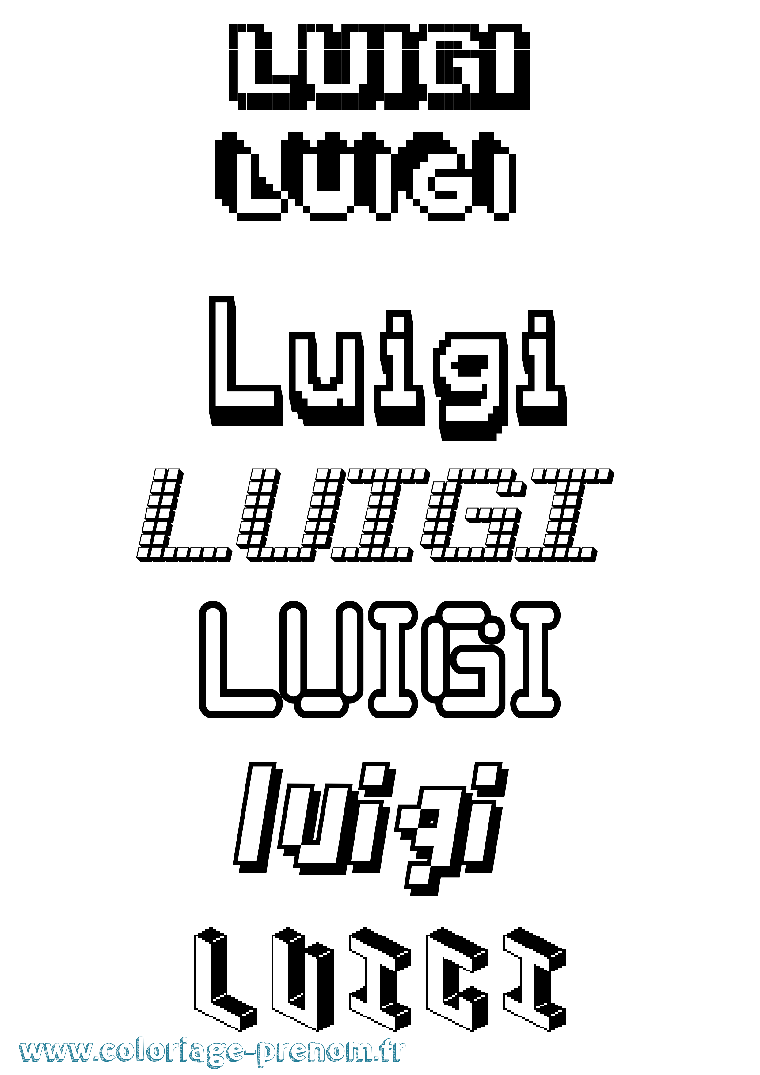 Coloriage Luigi Pixel Coloriage prénom Luigi Pixel