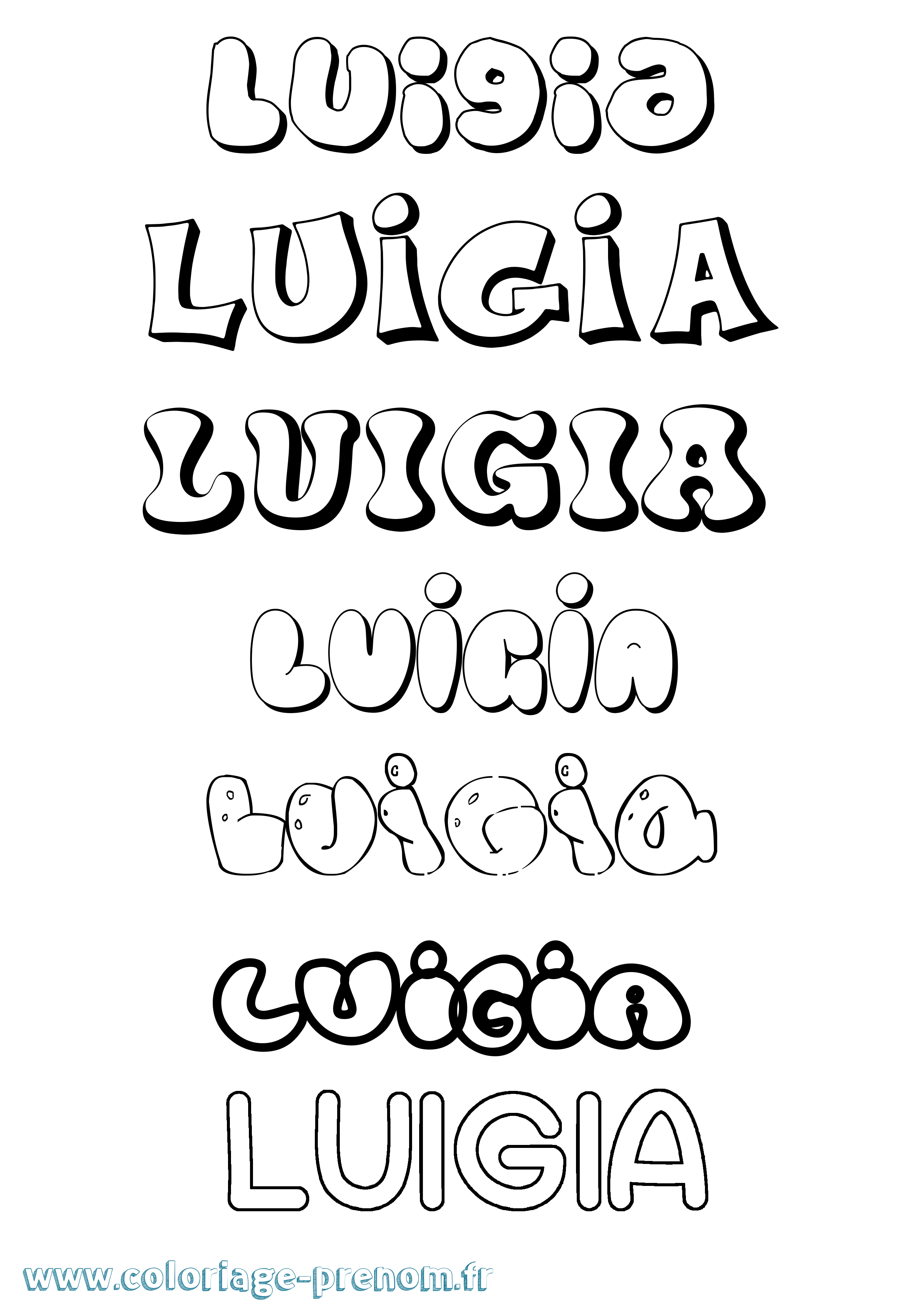 Coloriage prénom Luigia Bubble