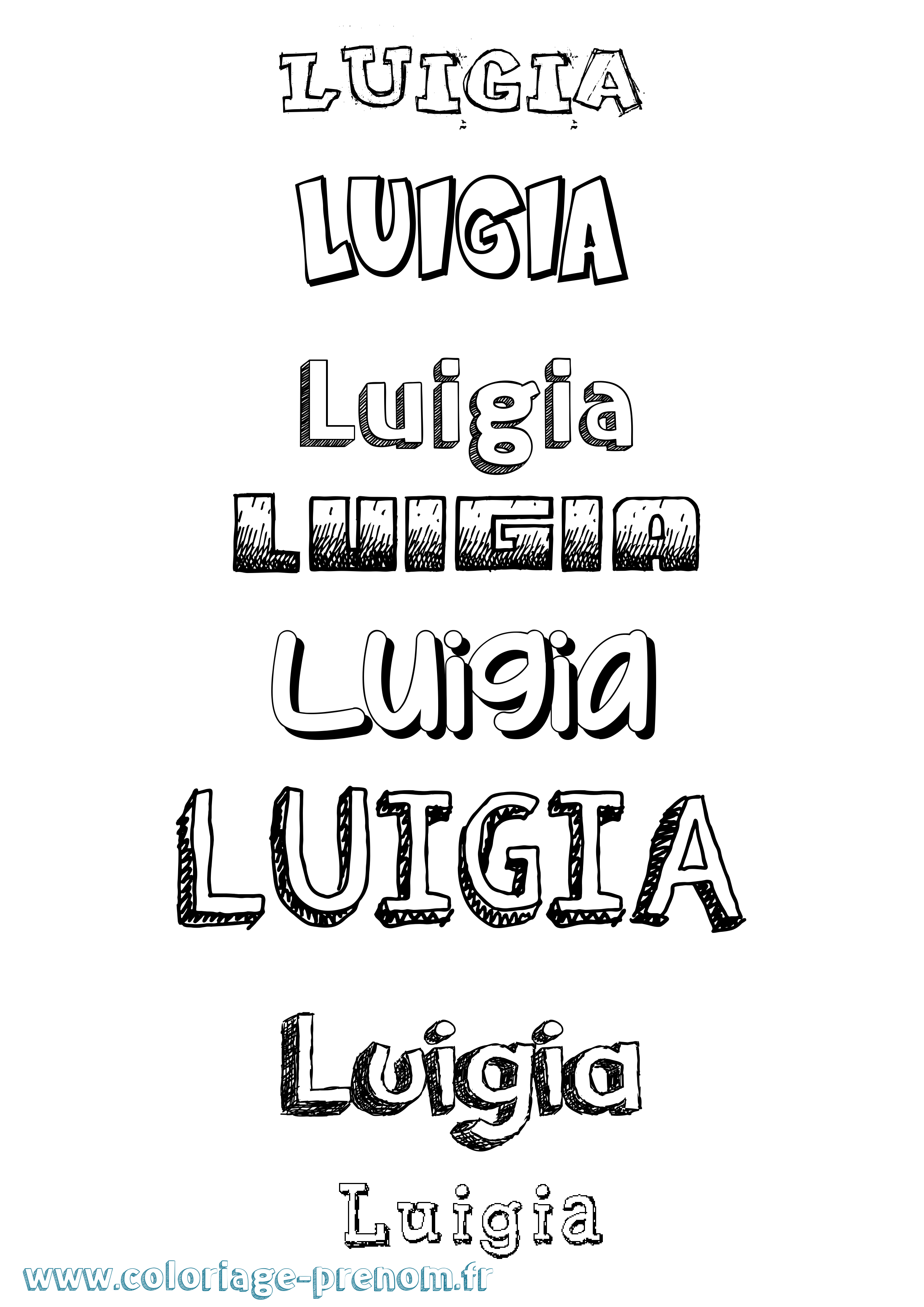 Coloriage prénom Luigia Dessiné