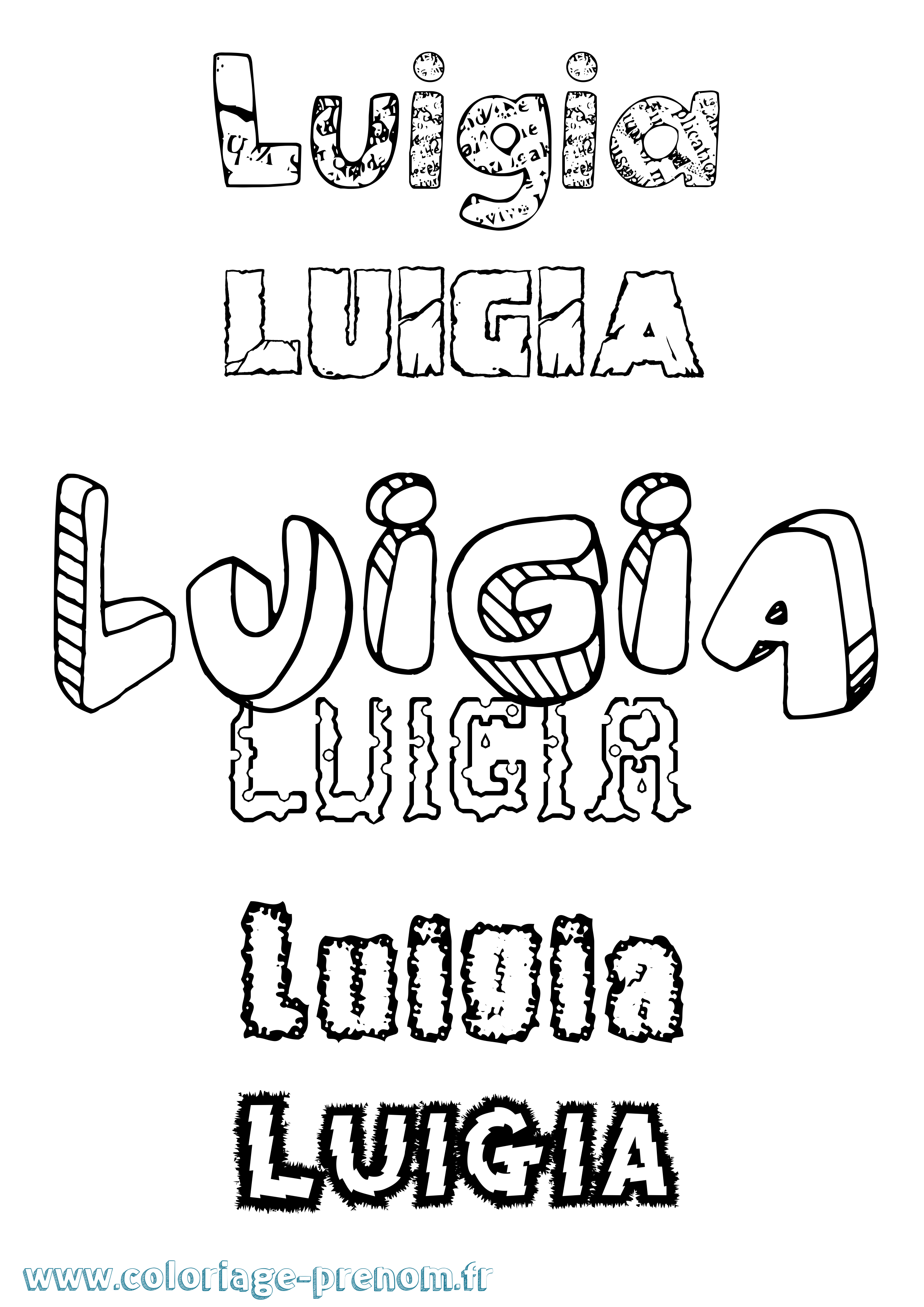 Coloriage prénom Luigia Destructuré
