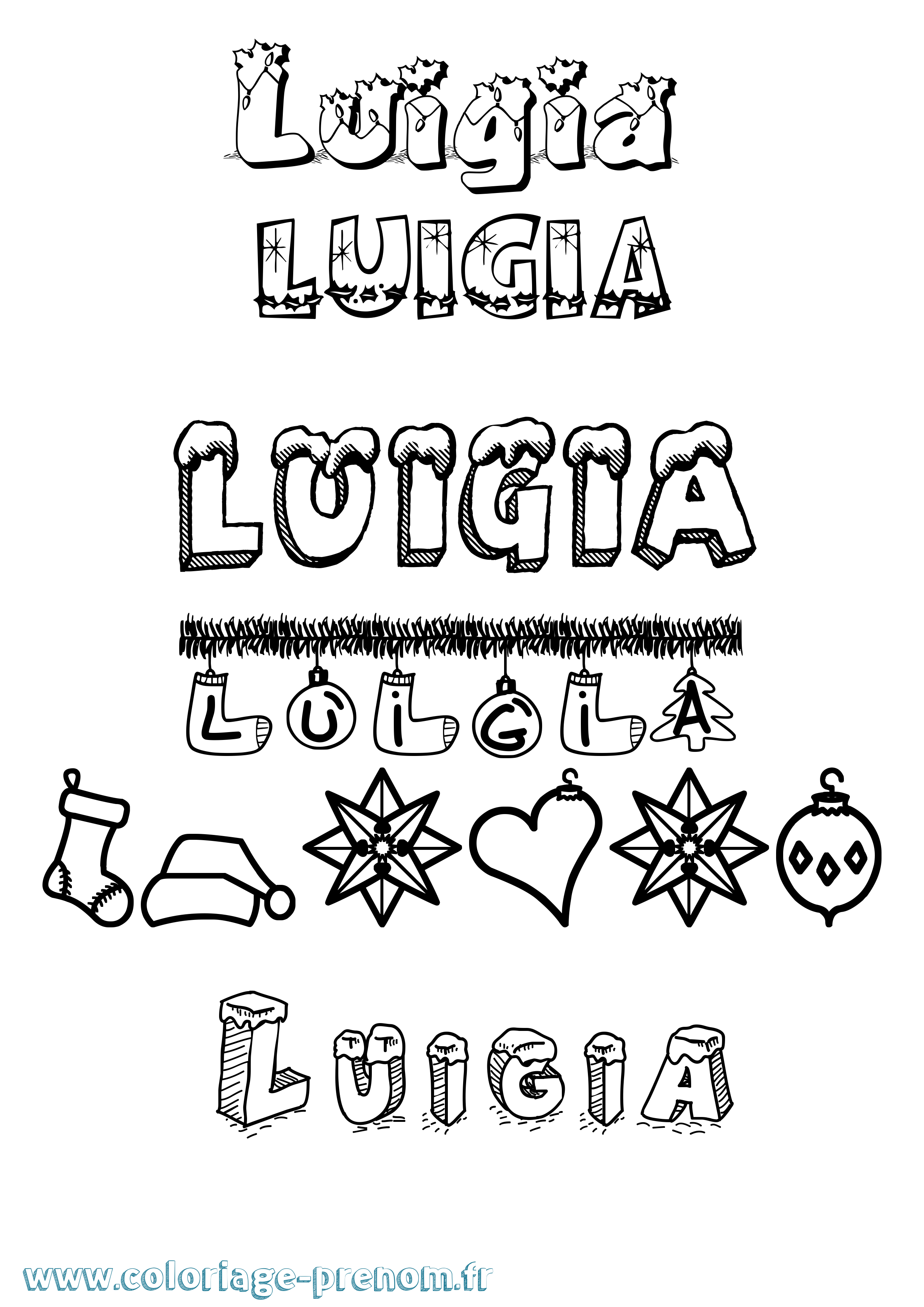 Coloriage prénom Luigia Noël