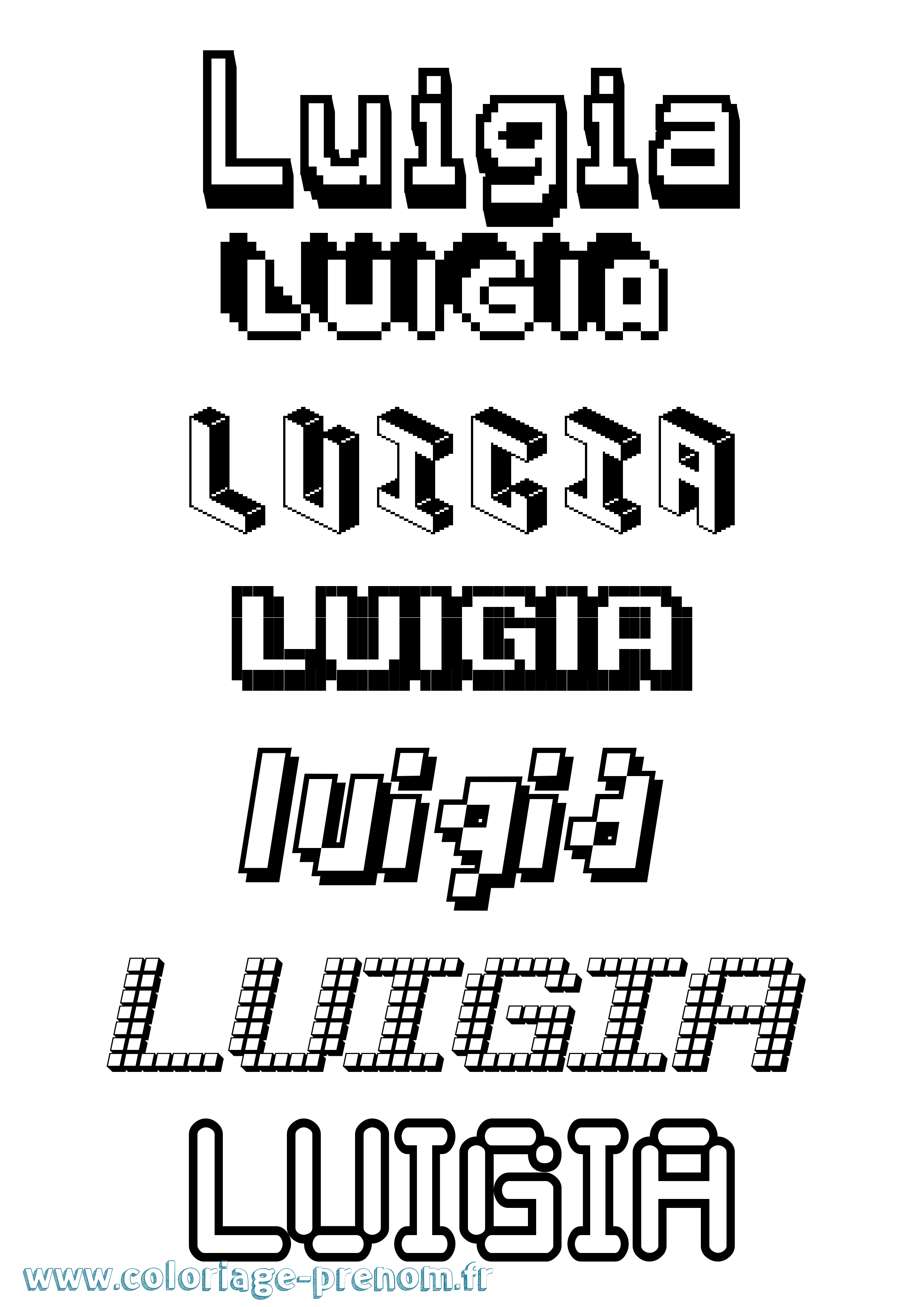 Coloriage prénom Luigia Pixel