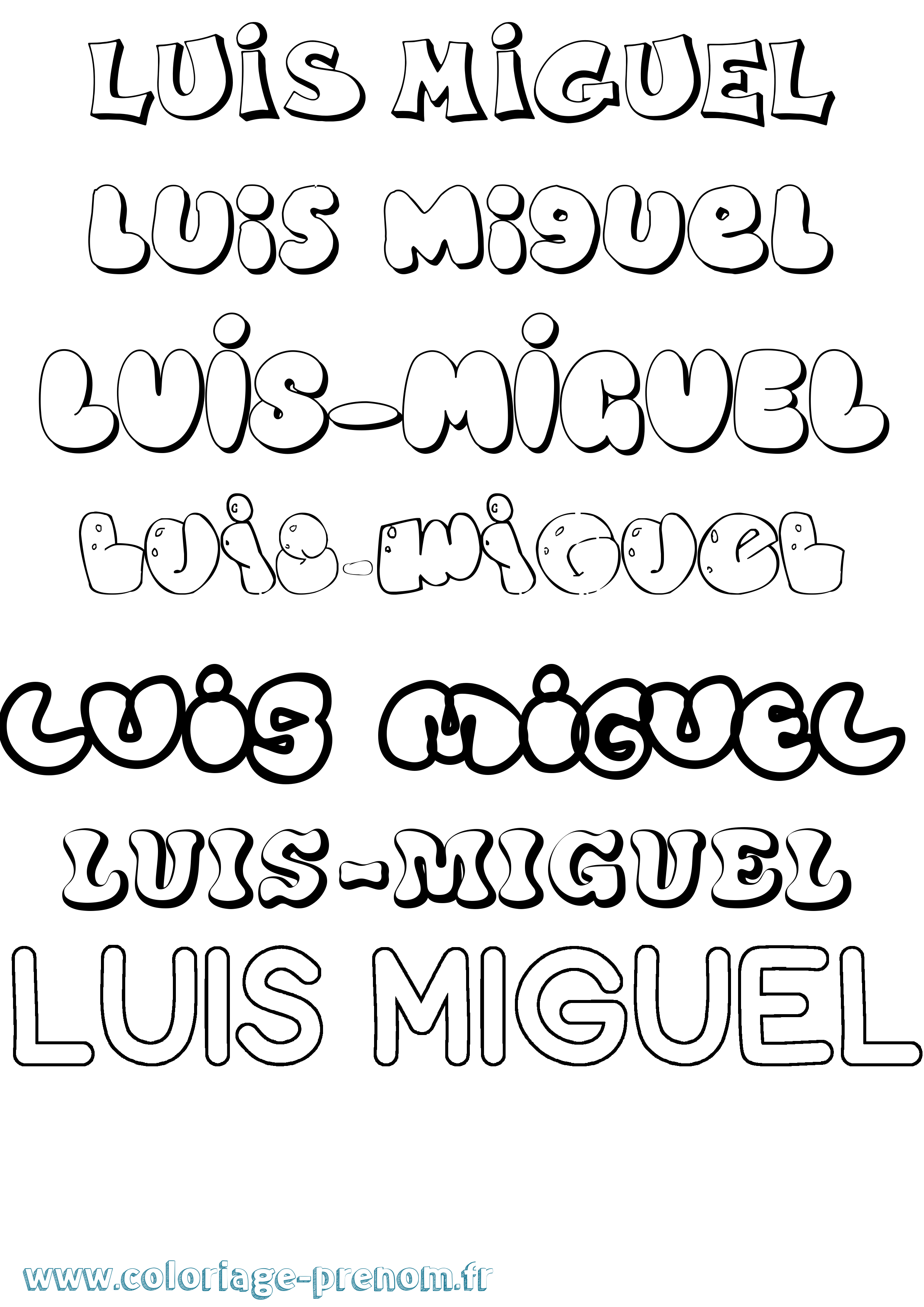 Coloriage prénom Luis-Miguel Bubble