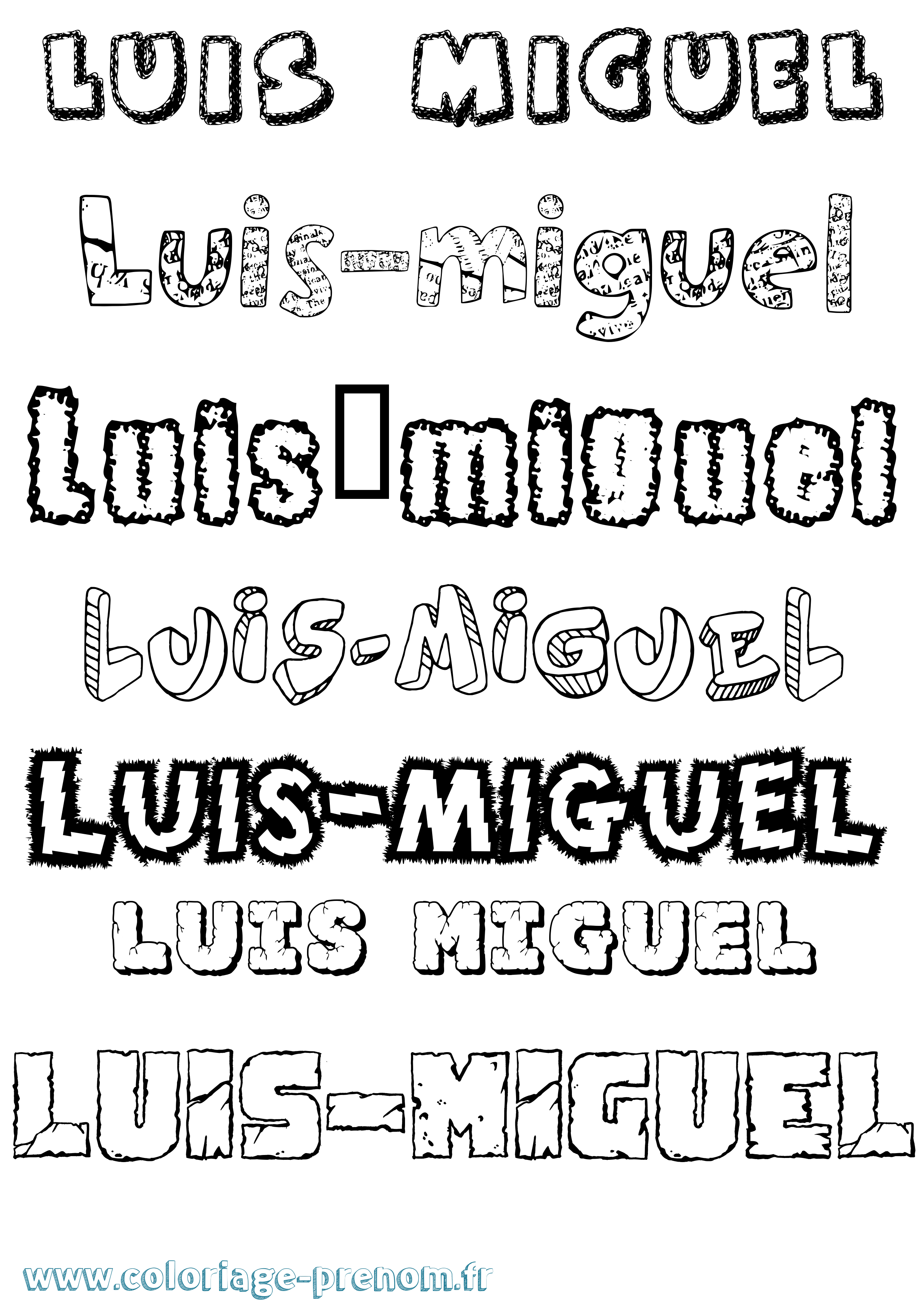 Coloriage prénom Luis-Miguel Destructuré