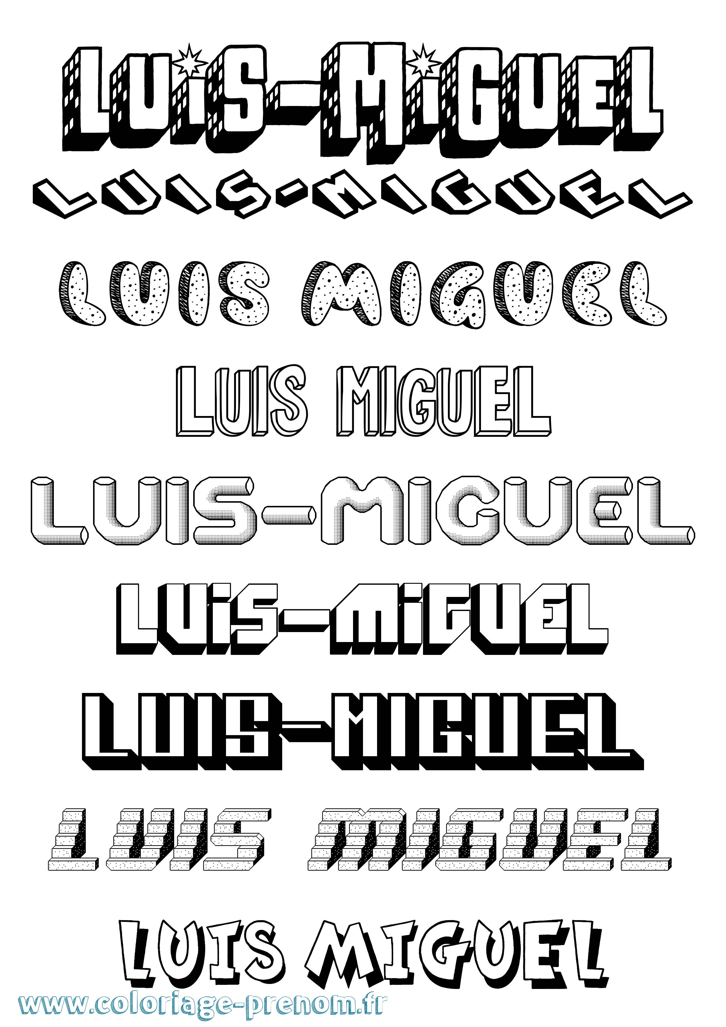Coloriage prénom Luis-Miguel Effet 3D