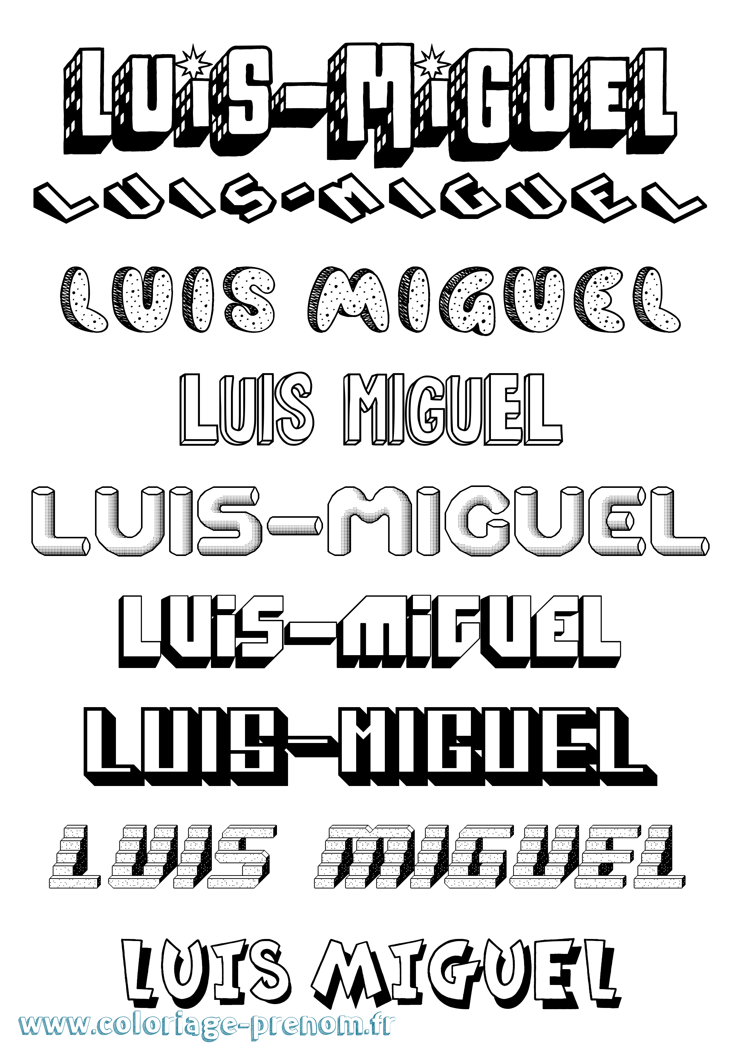 Coloriage Luis-Miguel Effet 3D Coloriage prénom Luis-Miguel Effet 3D