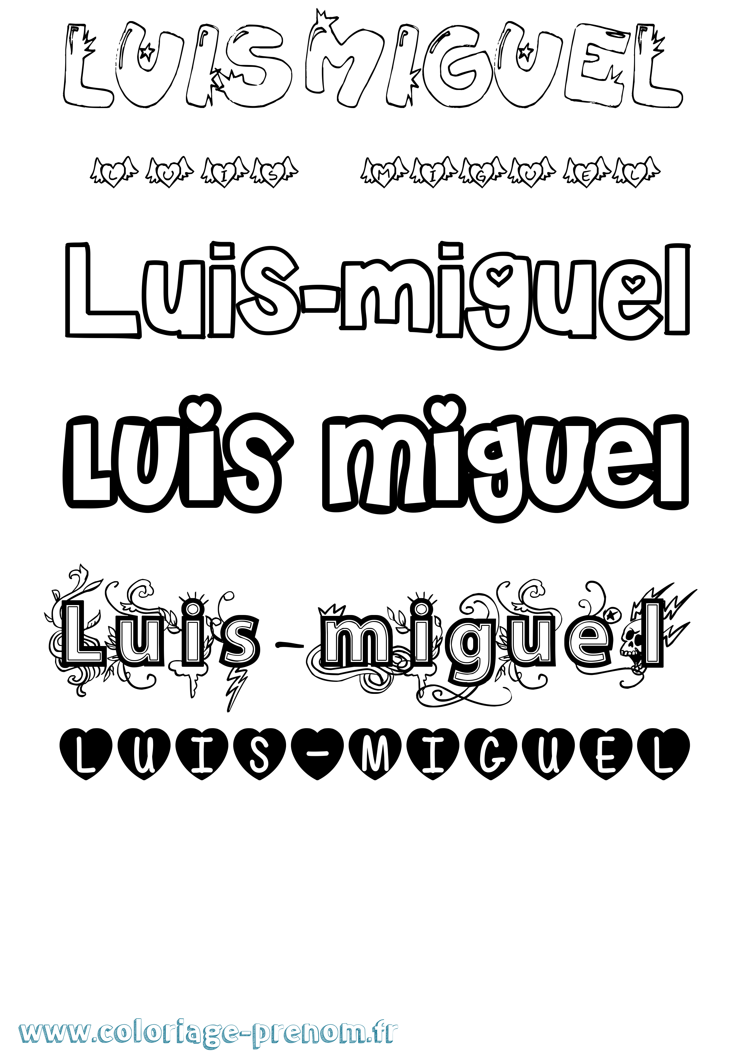 Coloriage Luis-Miguel Girly Coloriage prénom Luis-Miguel Girly