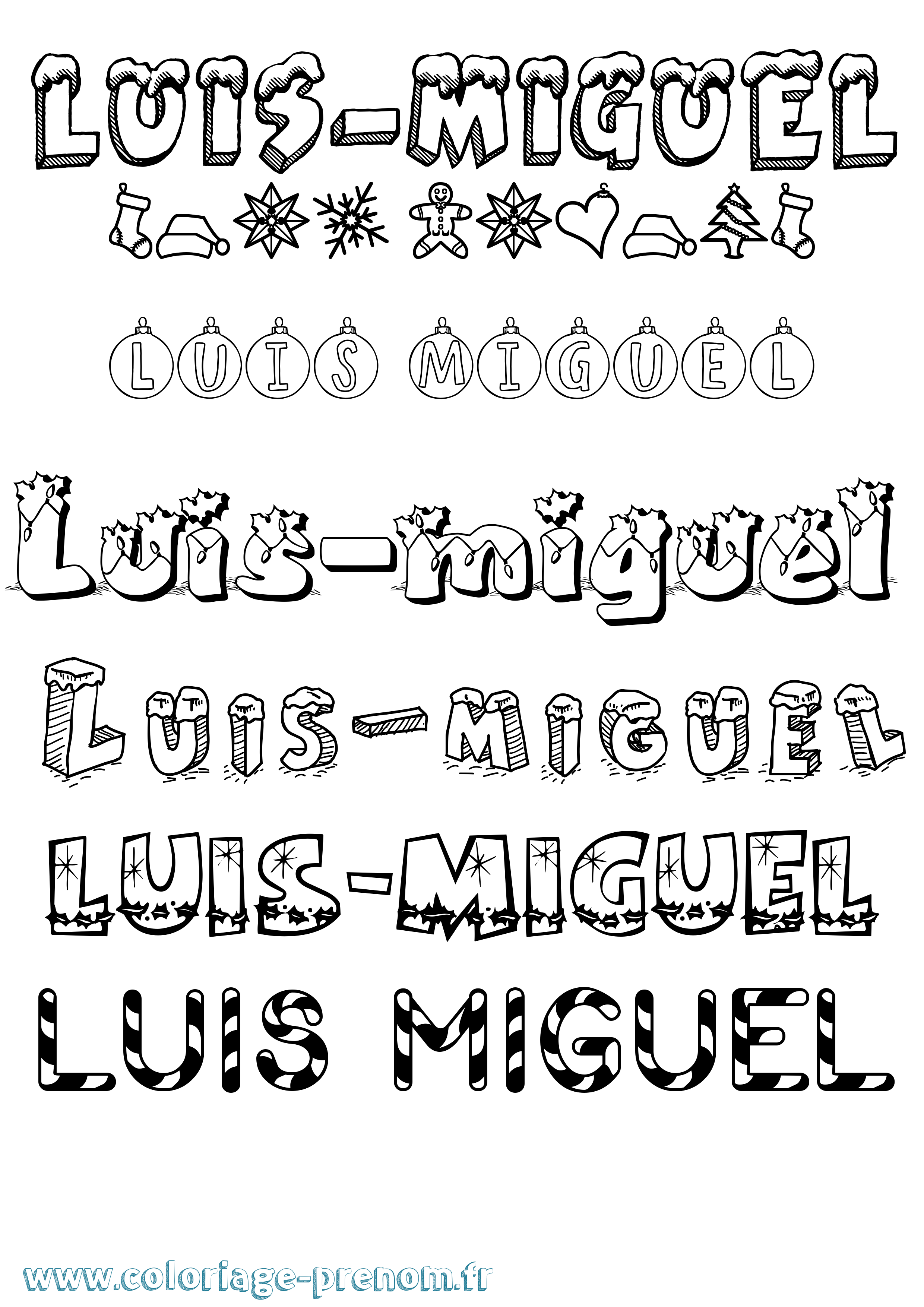 Coloriage prénom Luis-Miguel Noël