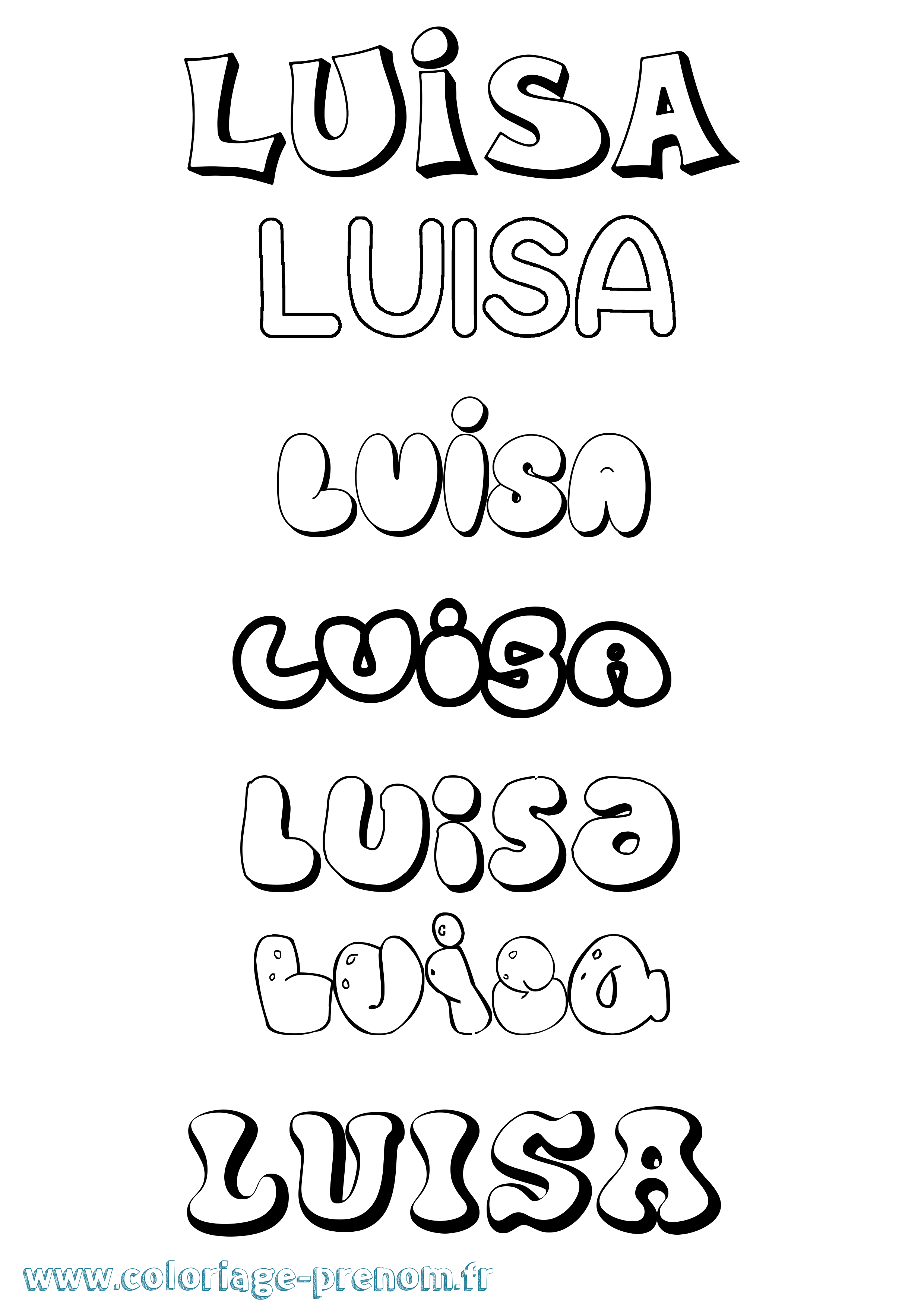 Coloriage Luisa Bubble Coloriage prénom Luisa Bubble