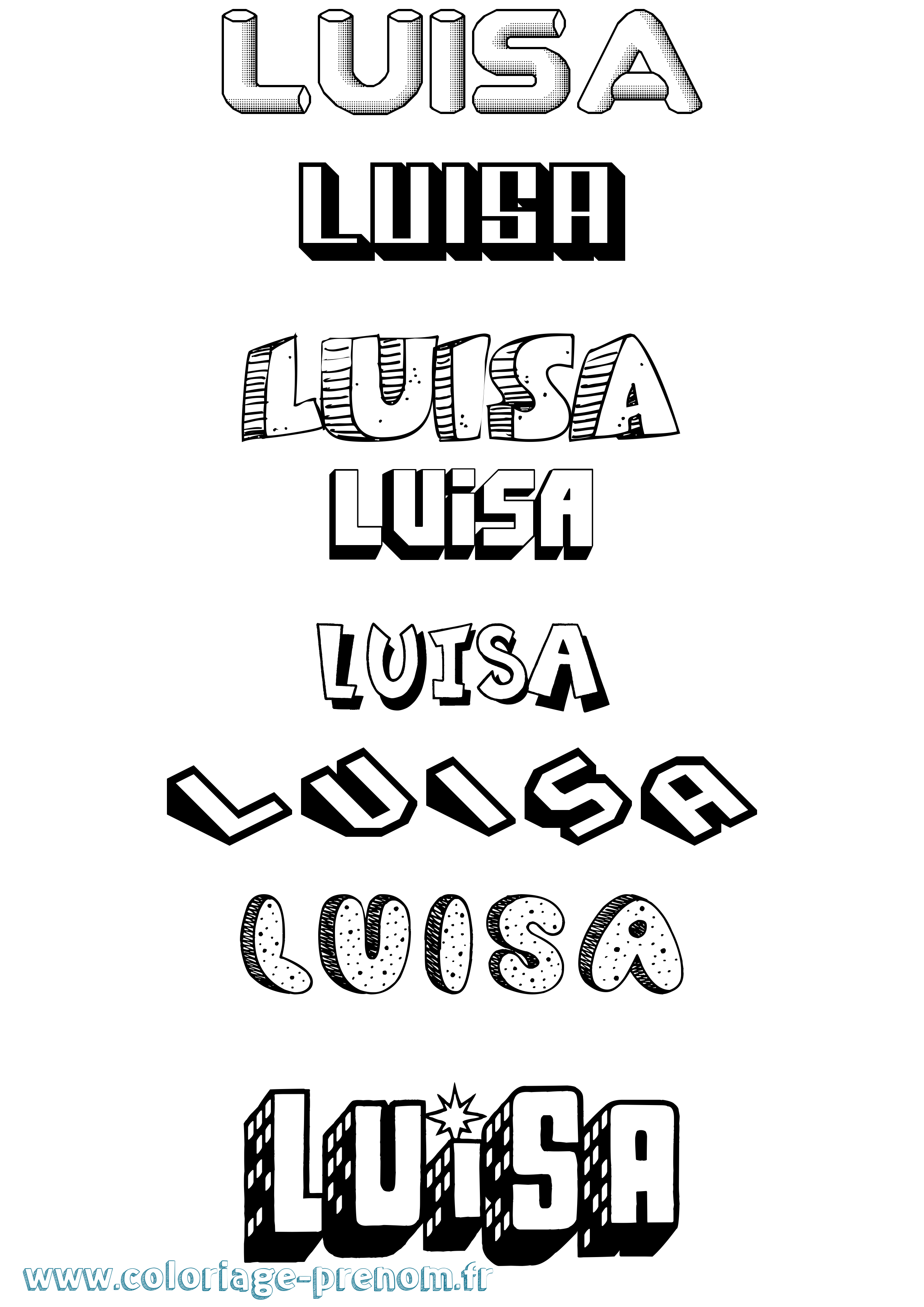 Coloriage Luisa Effet 3D Coloriage prénom Luisa Effet 3D