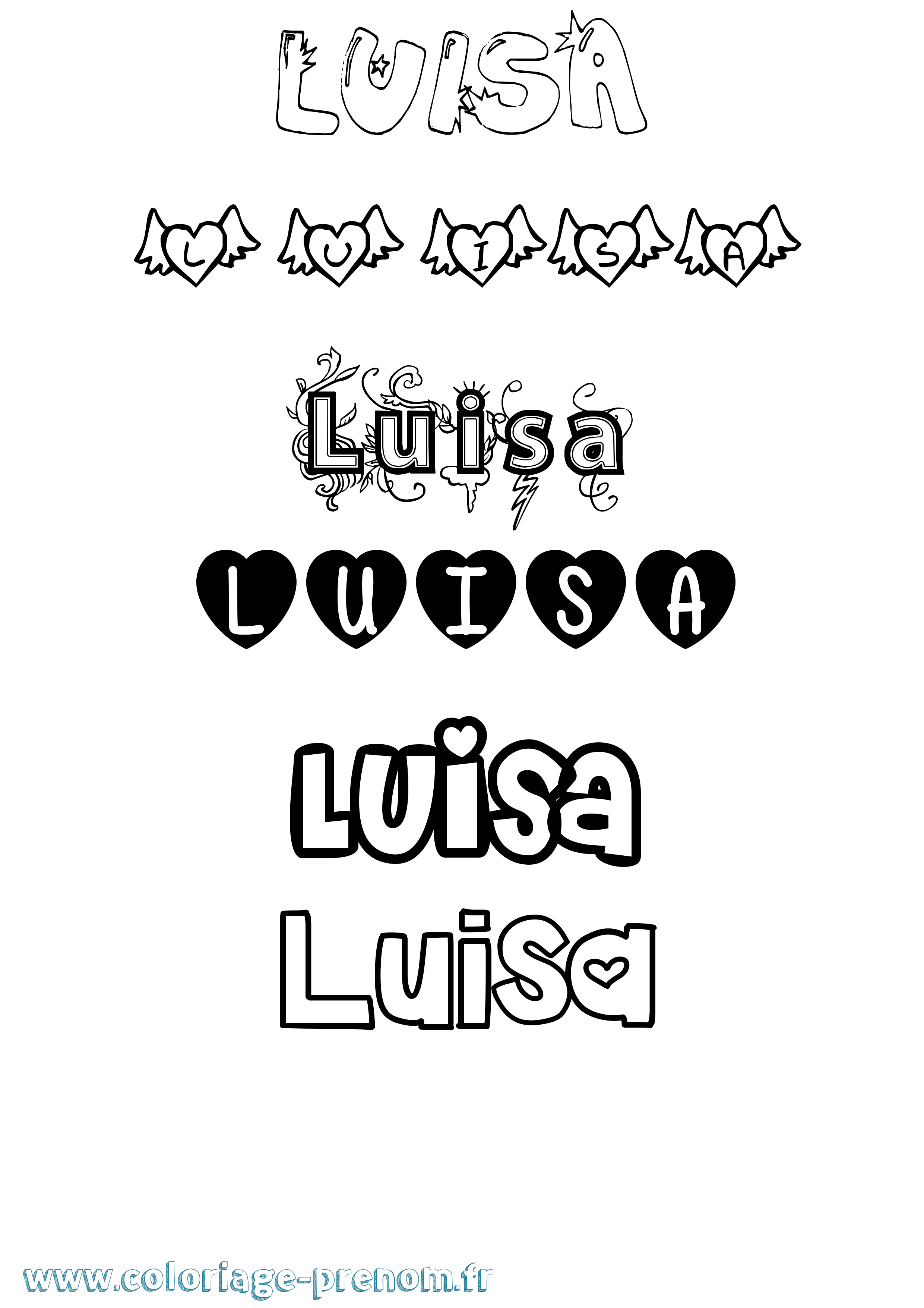 Coloriage Luisa Girly Coloriage prénom Luisa Girly