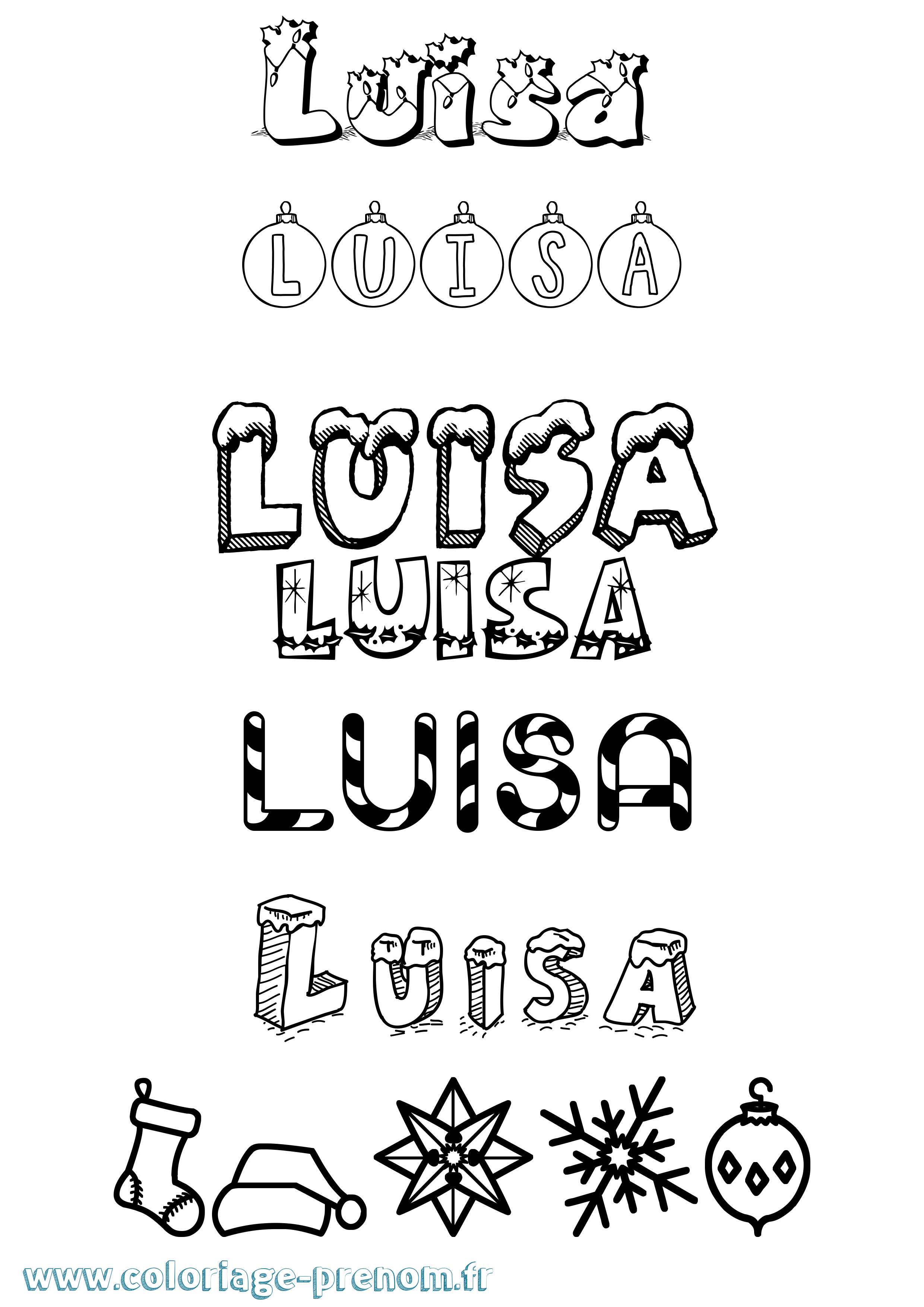Coloriage Luisa Noël Coloriage prénom Luisa Noël