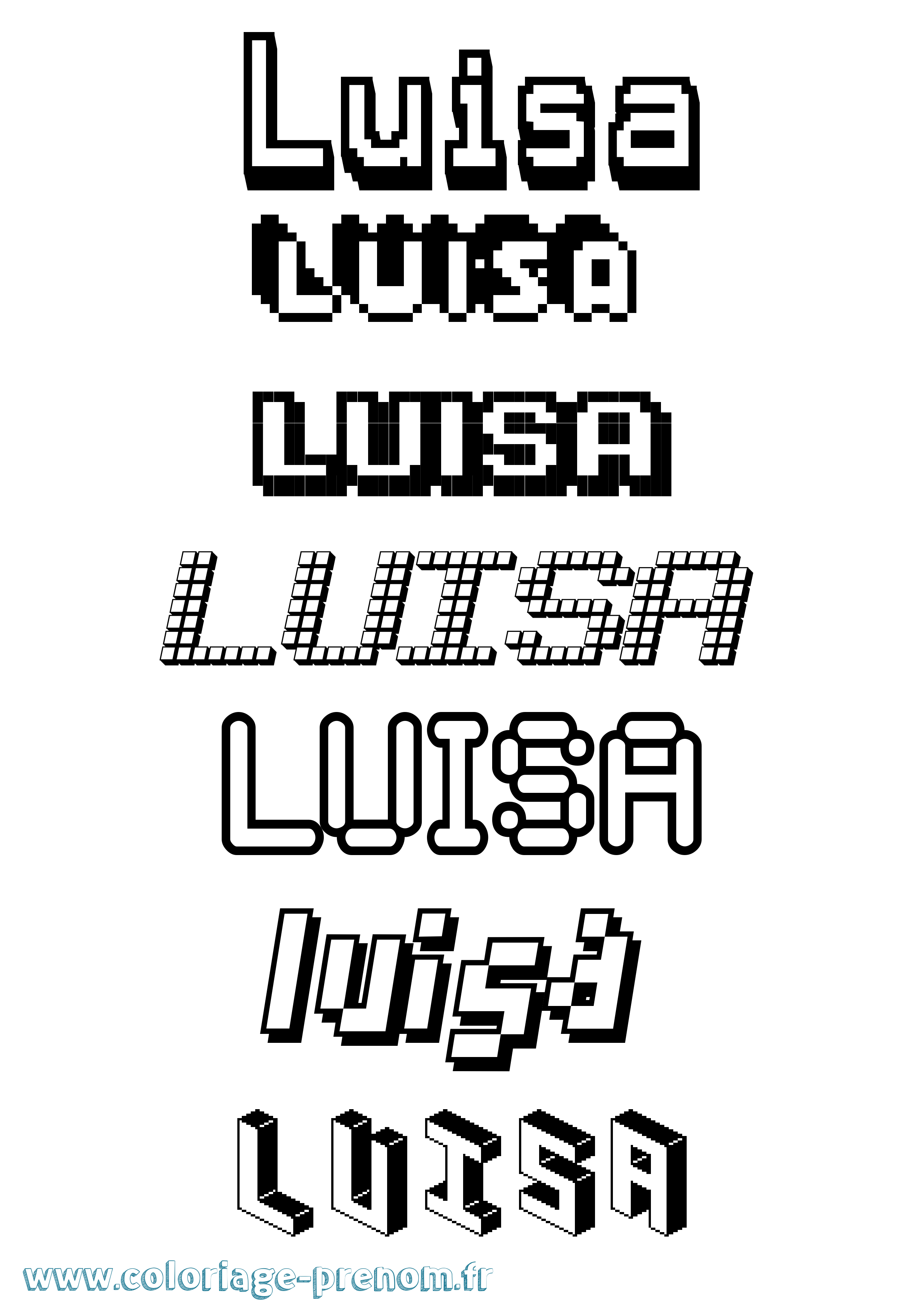 Coloriage Luisa Pixel Coloriage prénom Luisa Pixel