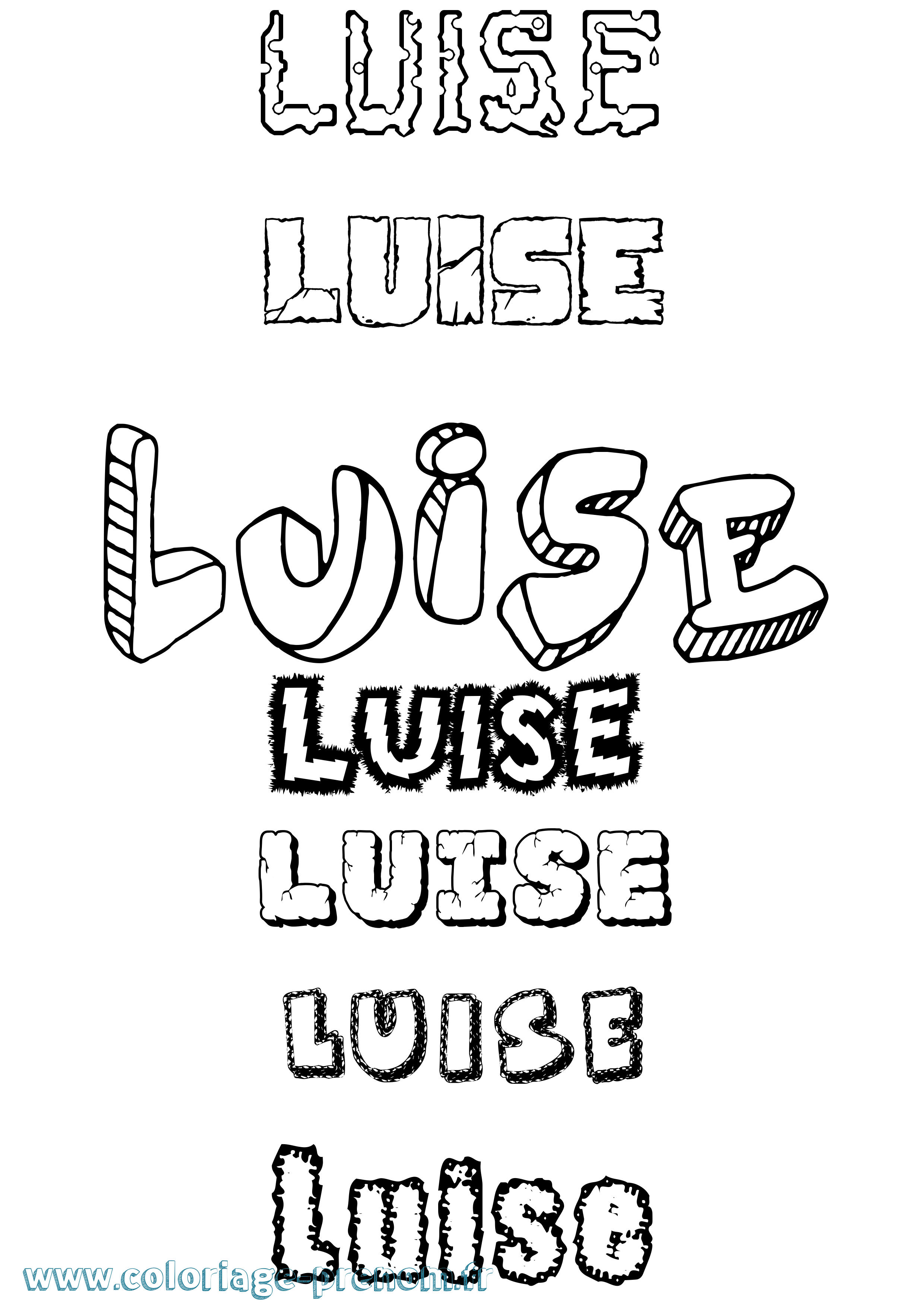 Coloriage prénom Luise Destructuré