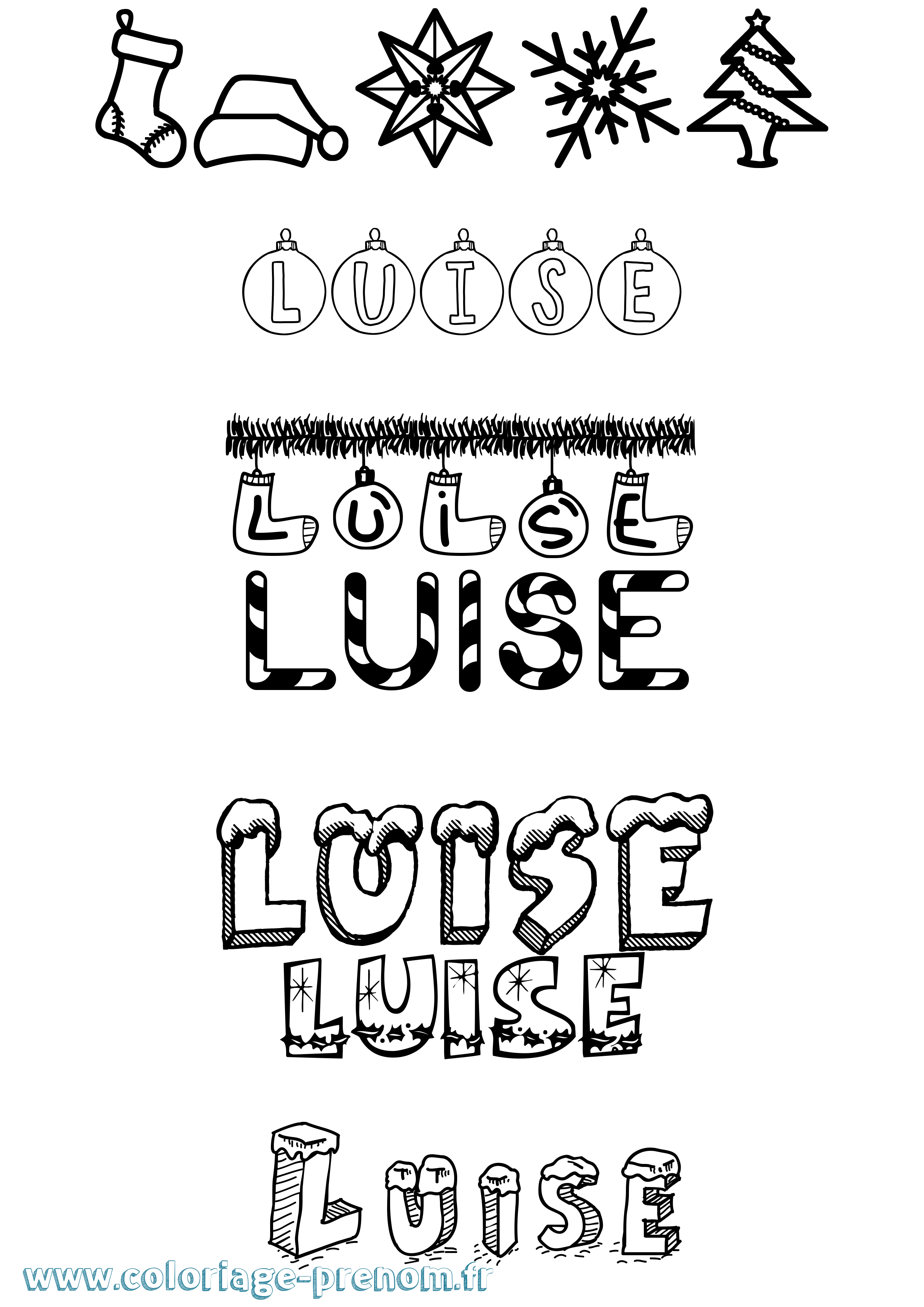 Coloriage prénom Luise Noël