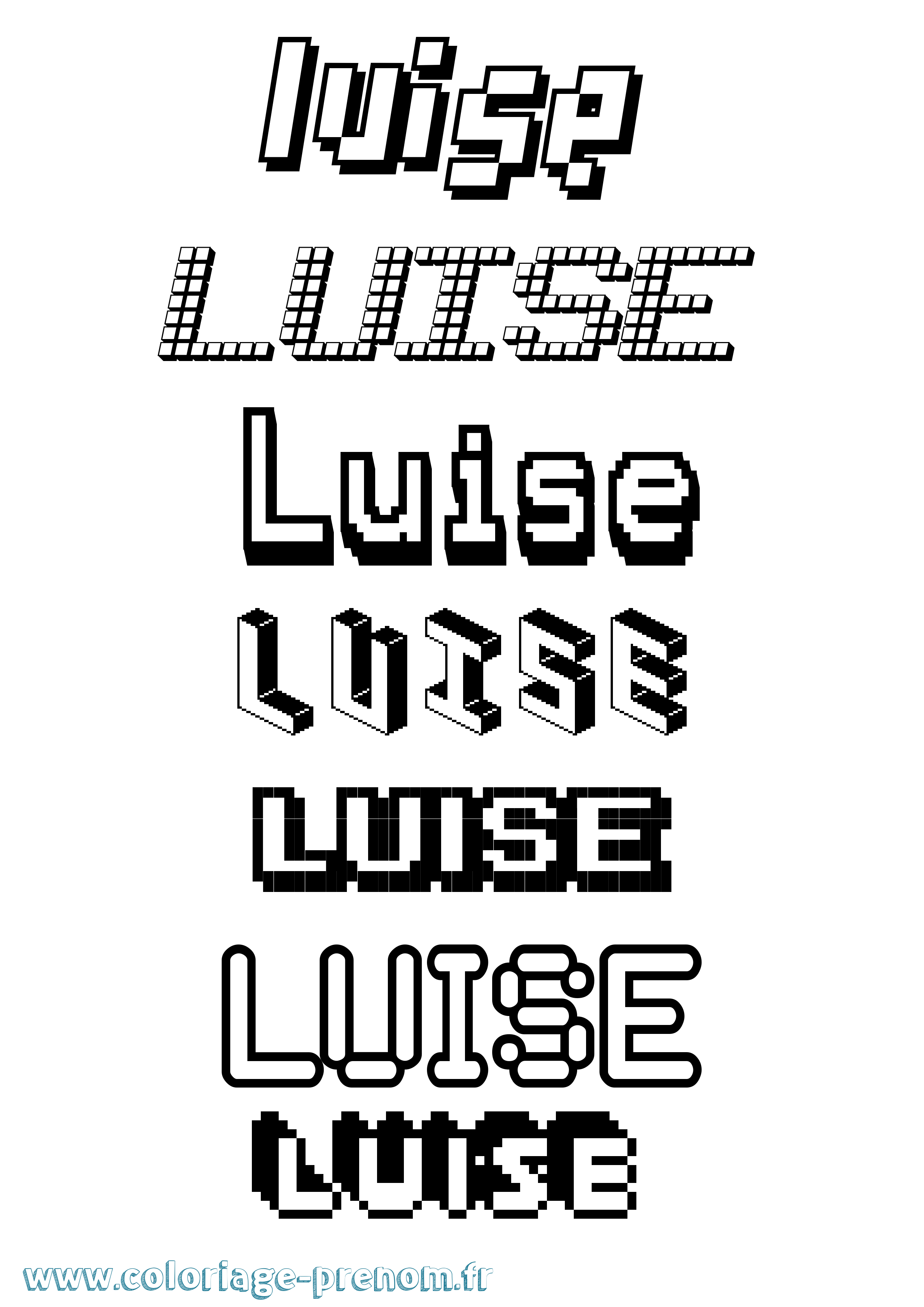 Coloriage prénom Luise Pixel