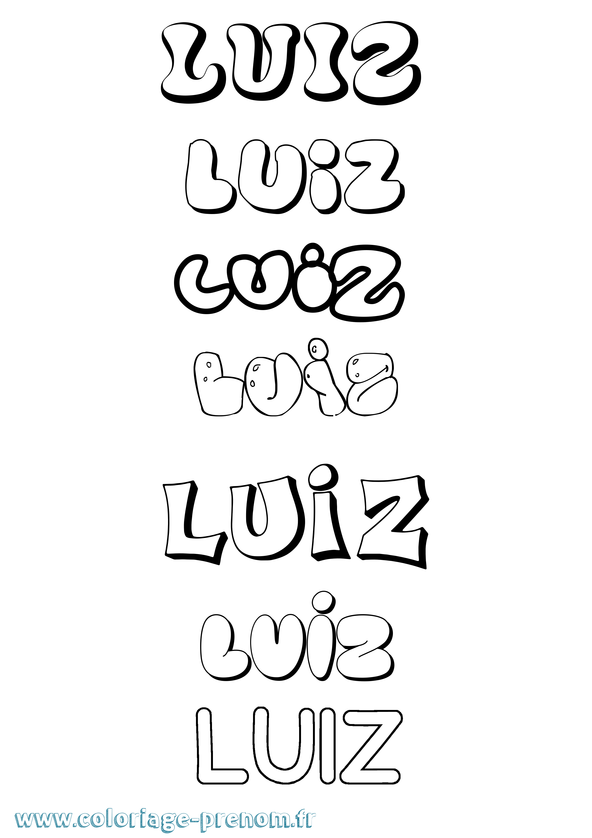 Coloriage Luiz Bubble Coloriage prénom Luiz Bubble