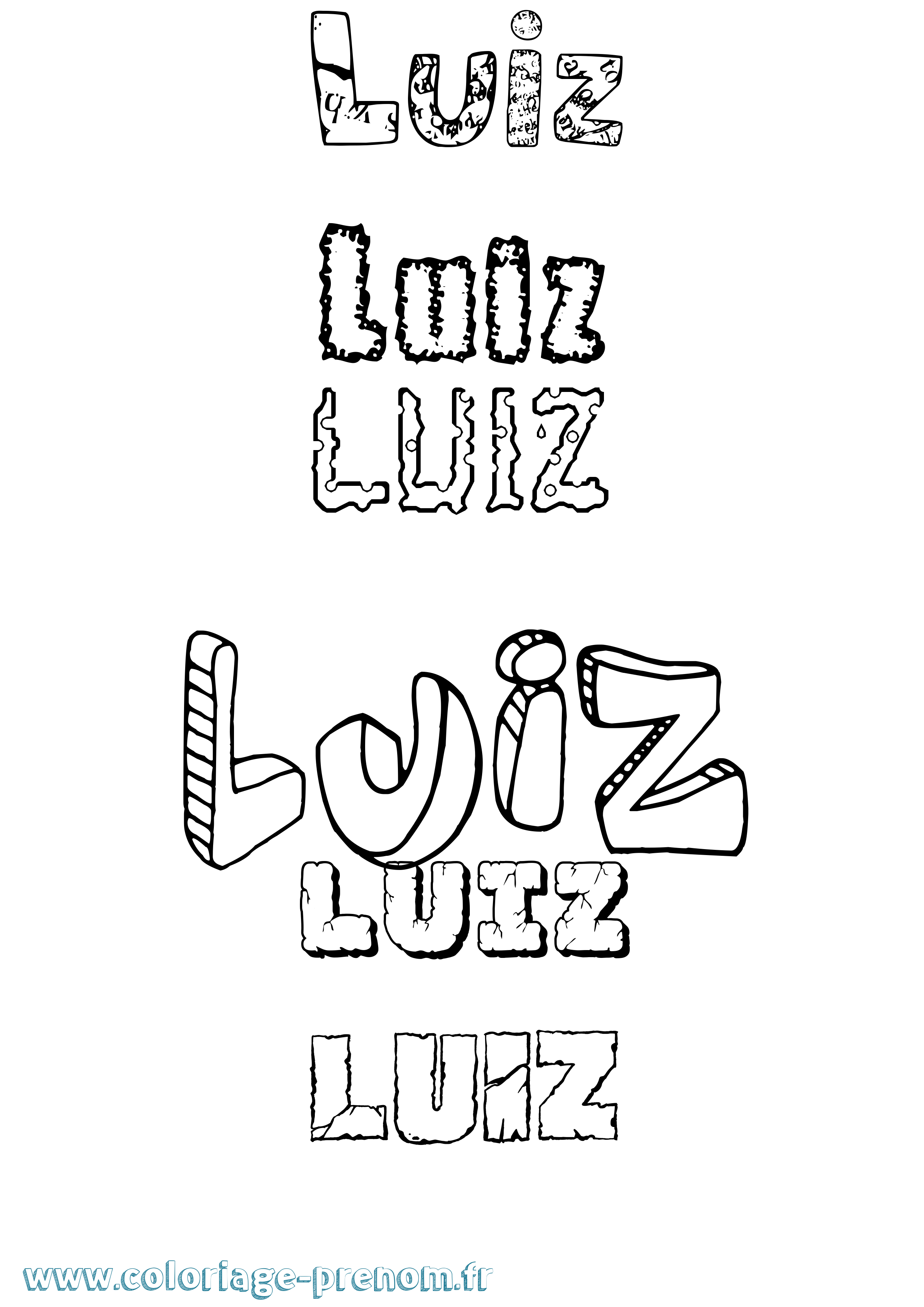 Coloriage Luiz Destructuré Coloriage prénom Luiz Destructuré