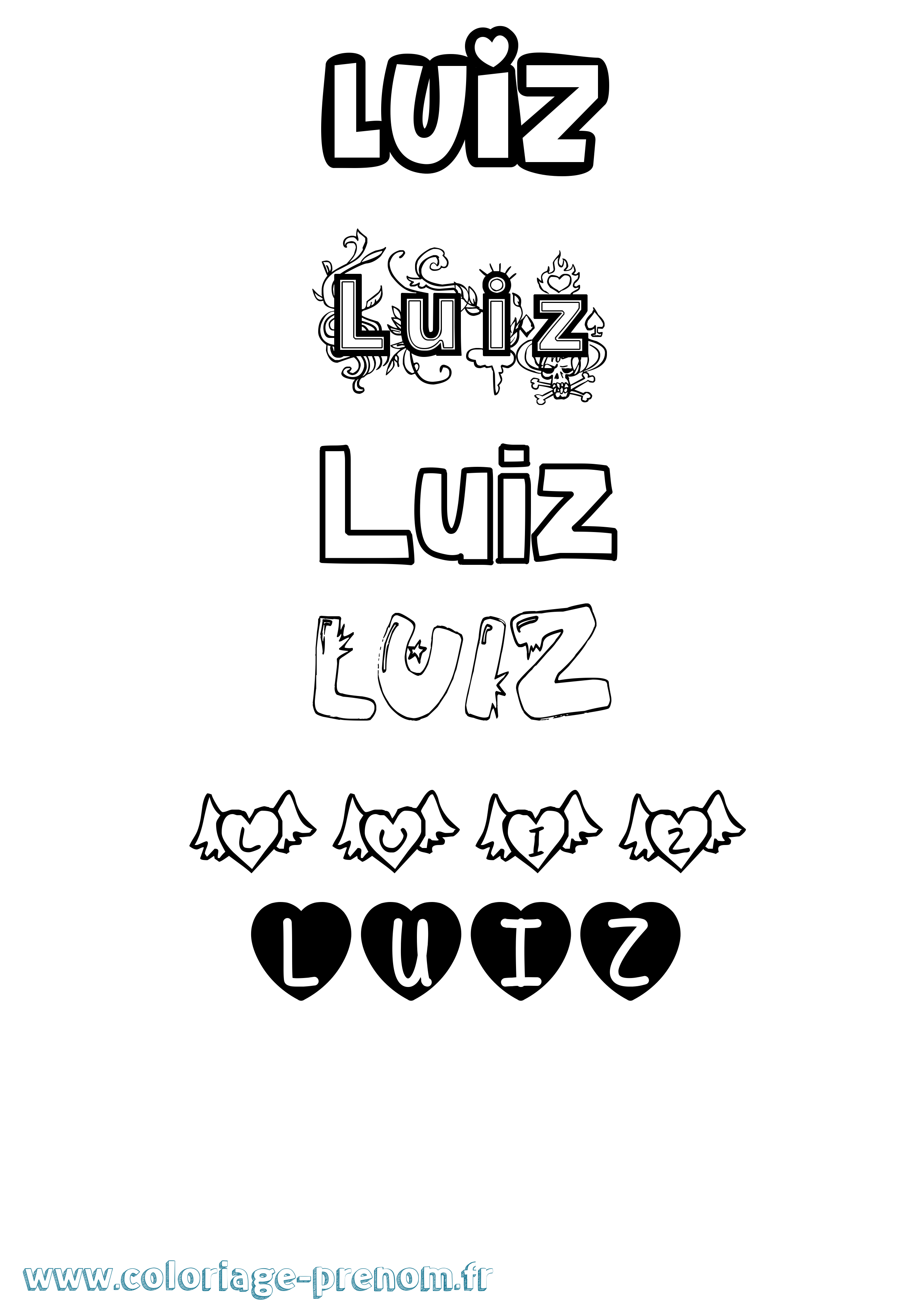Coloriage Luiz Girly Coloriage prénom Luiz Girly