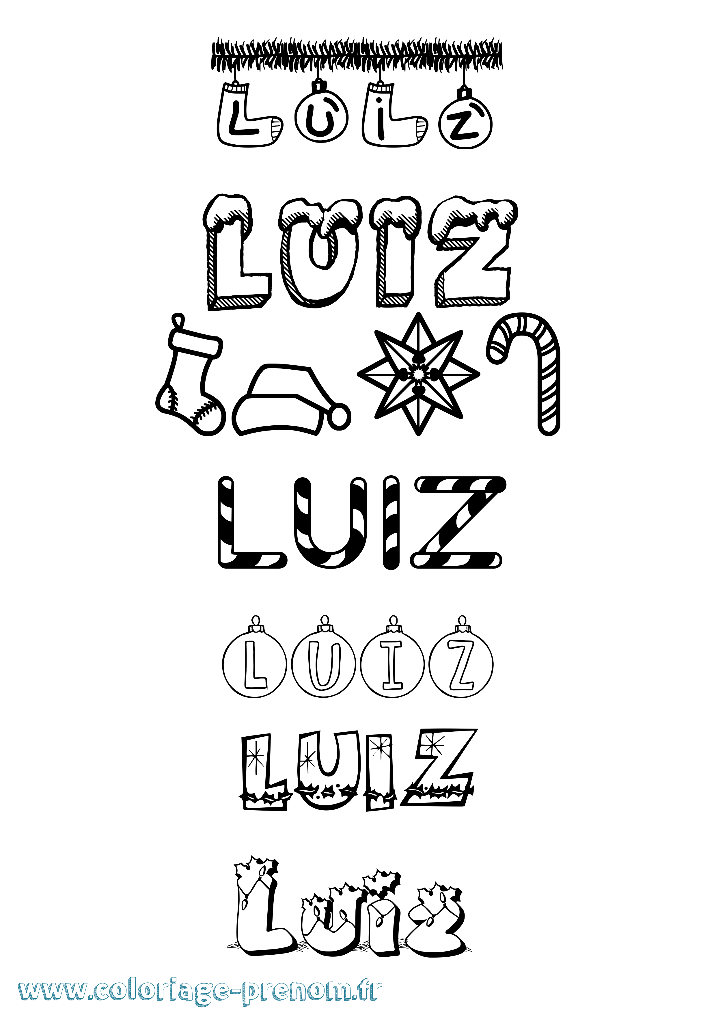 Coloriage prénom Luiz Noël