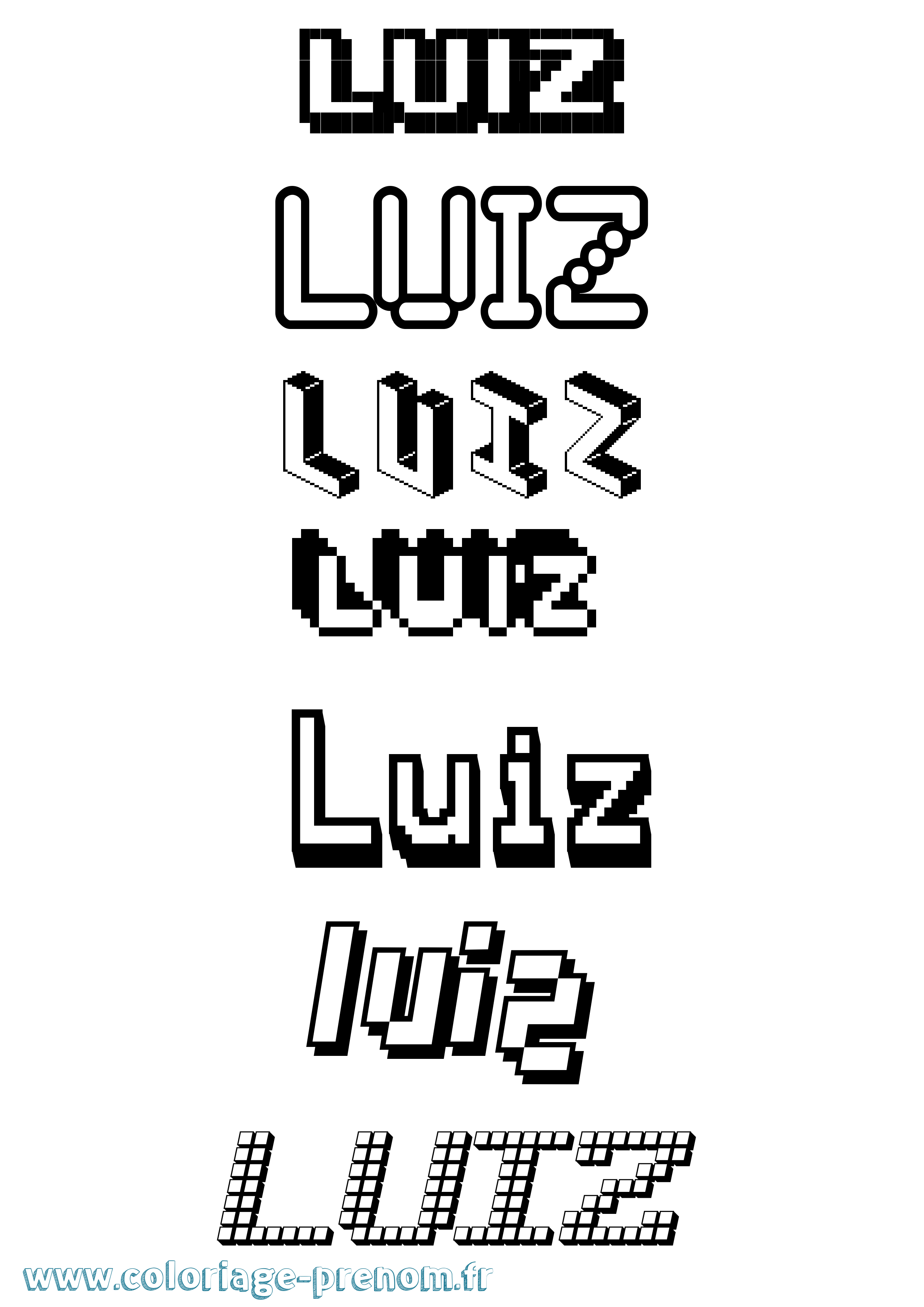 Coloriage prénom Luiz Pixel