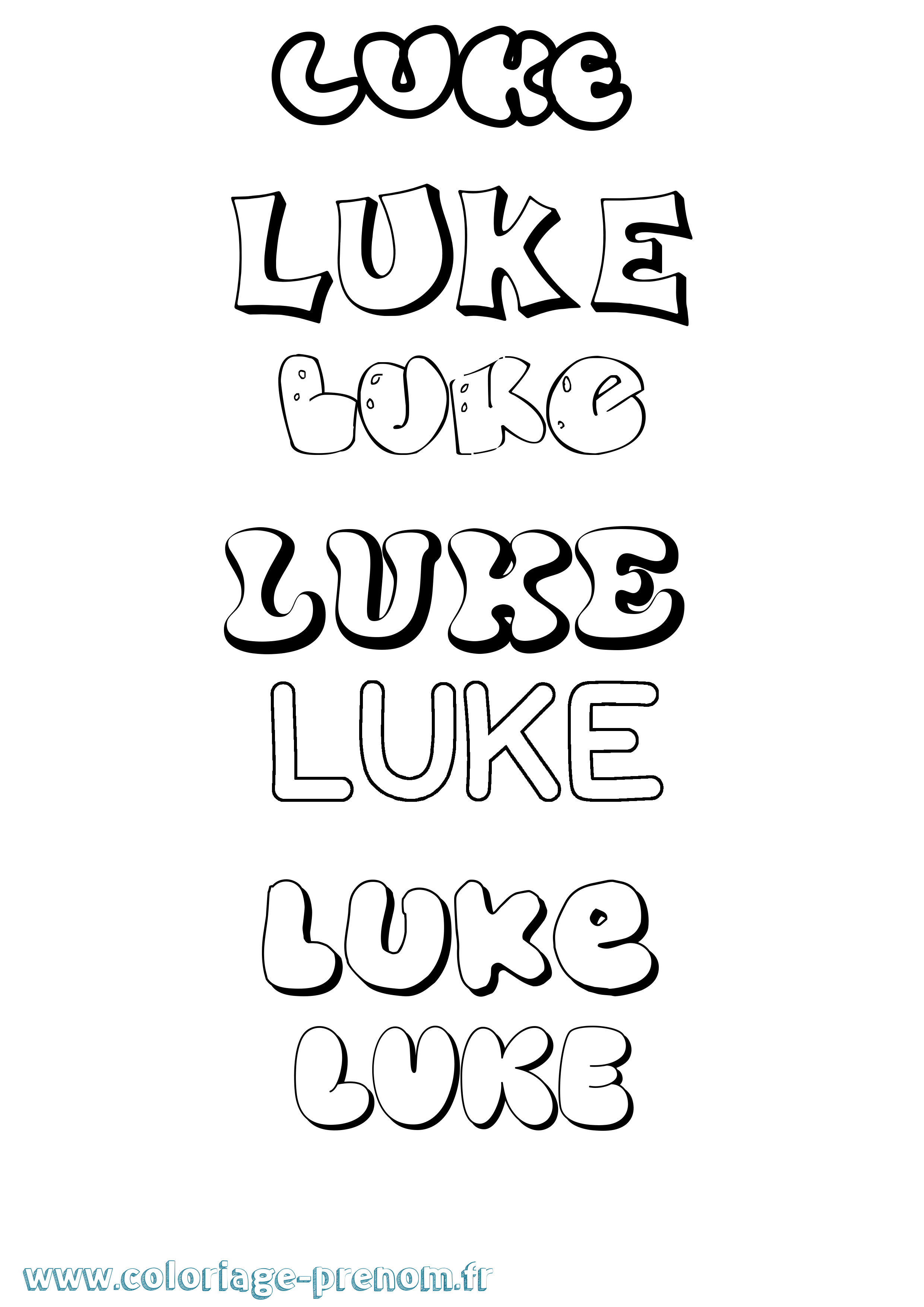 Coloriage prénom Luke Bubble