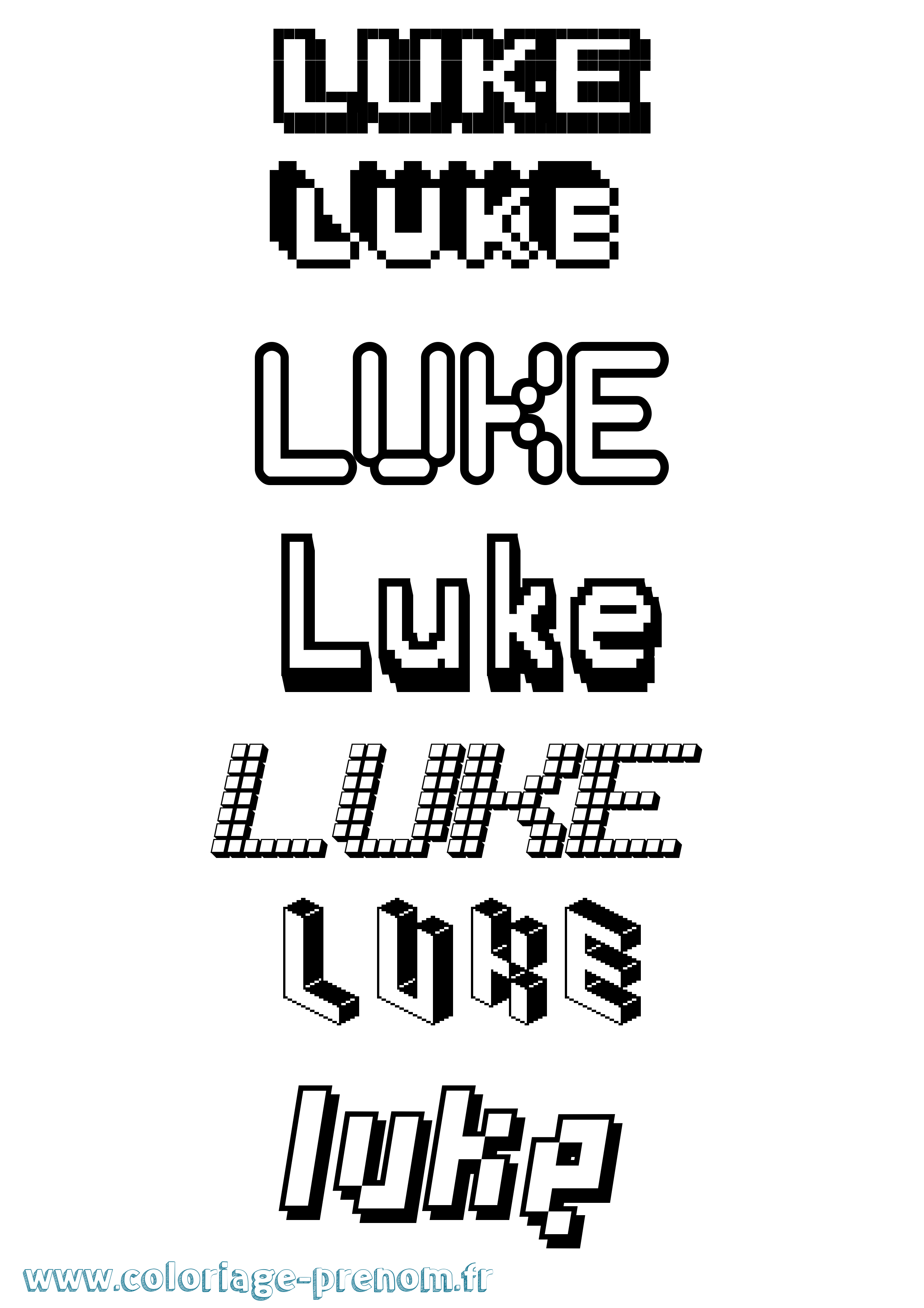 Coloriage prénom Luke Pixel