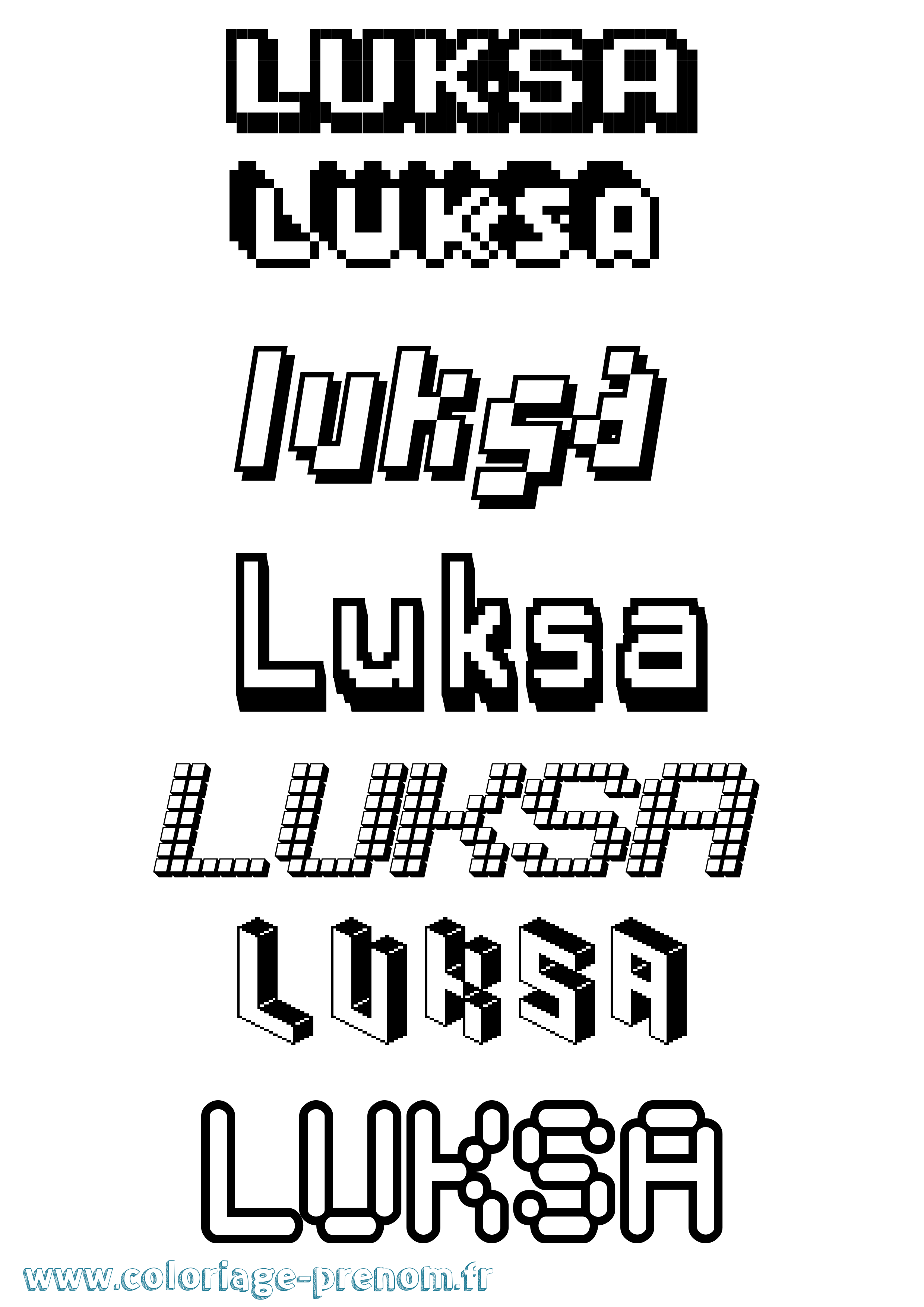 Coloriage prénom Luksa Pixel