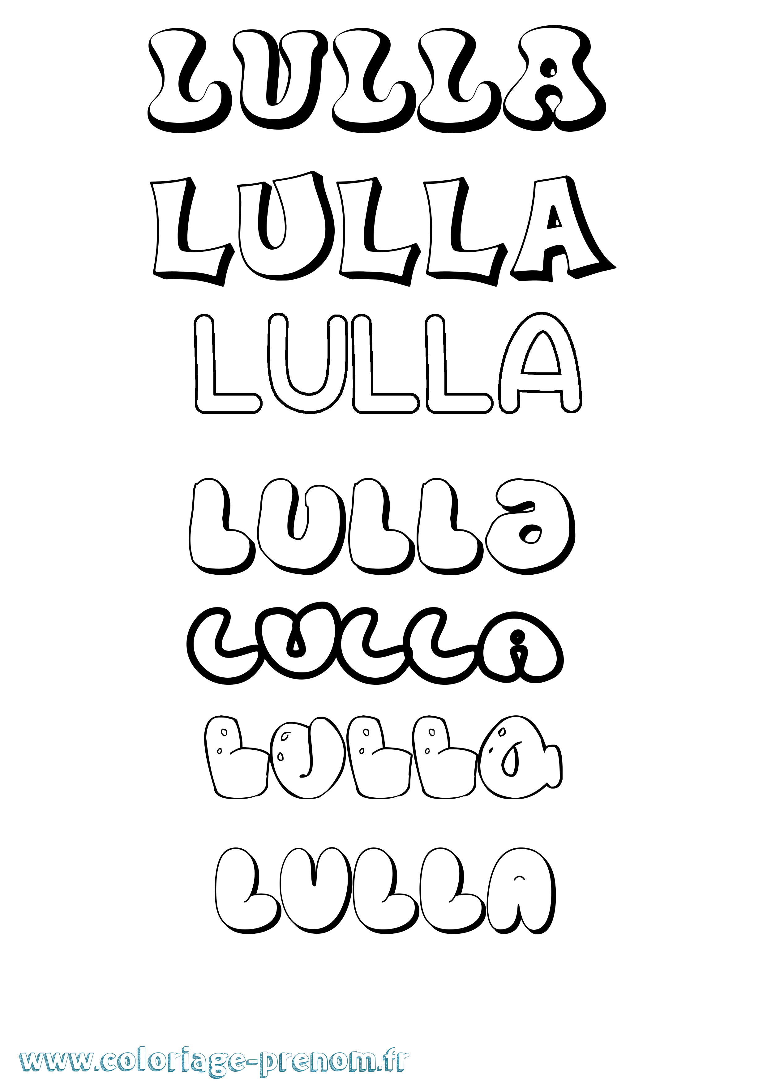 Coloriage prénom Lulla Bubble