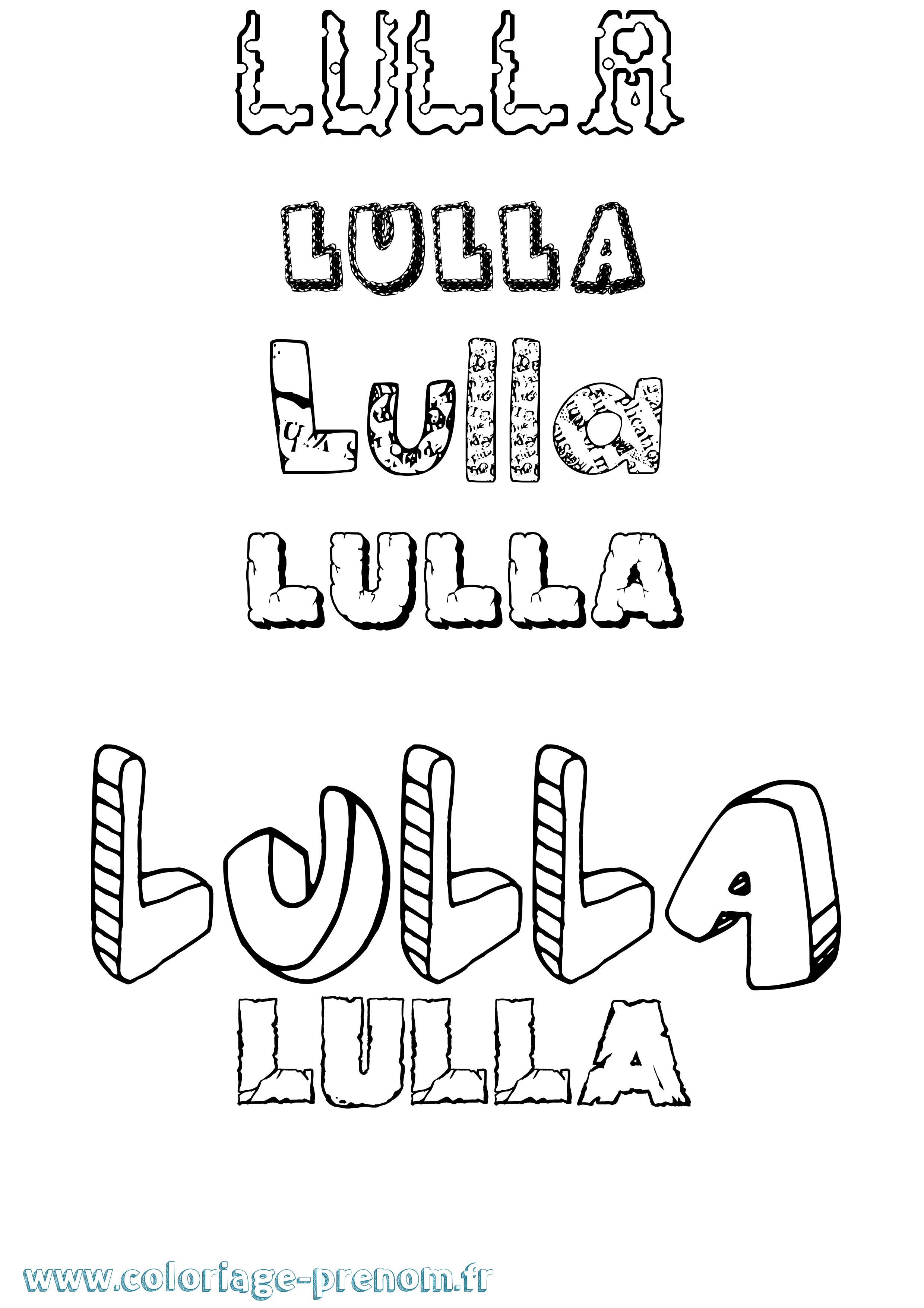 Coloriage prénom Lulla Destructuré