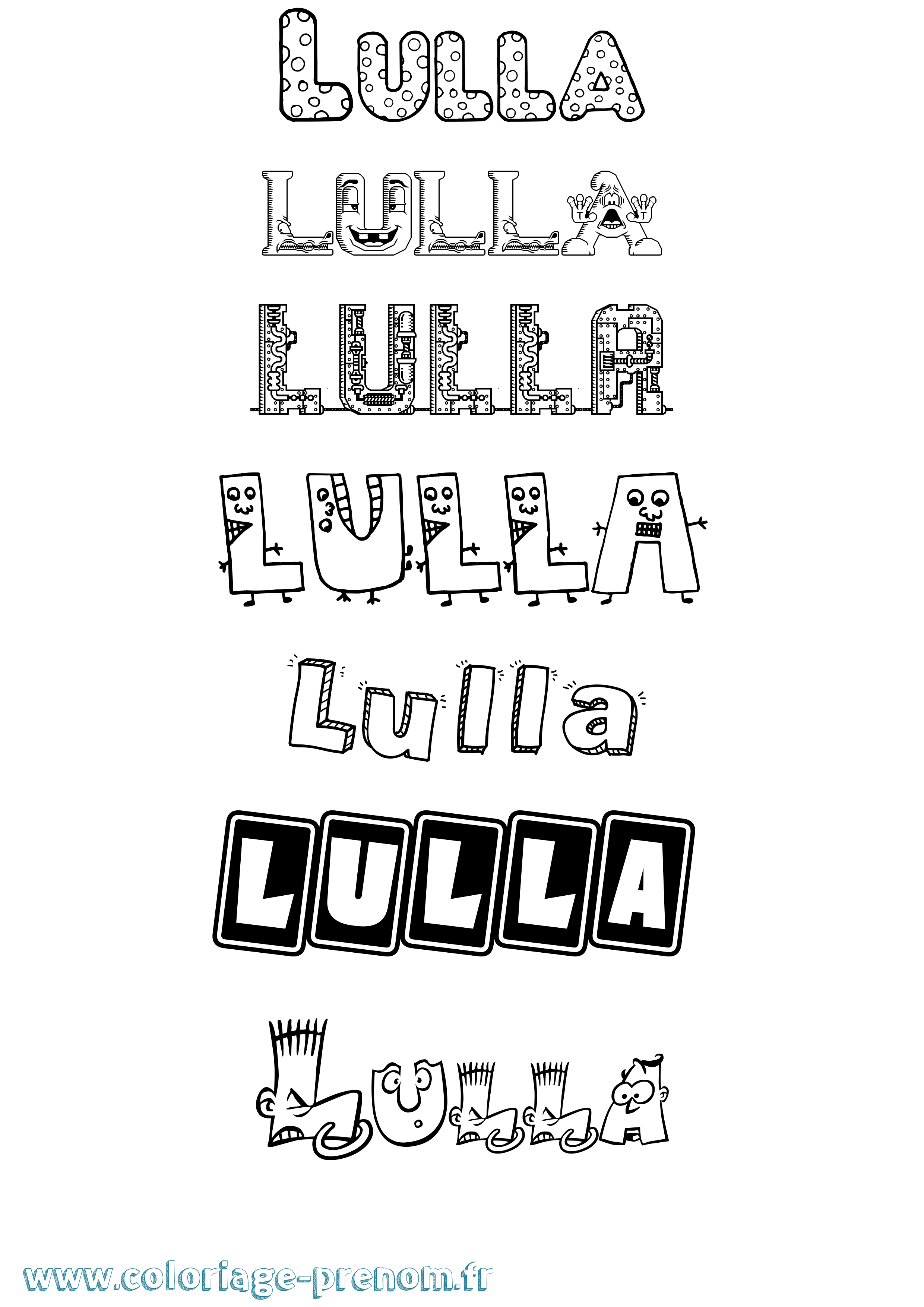 Coloriage prénom Lulla Fun