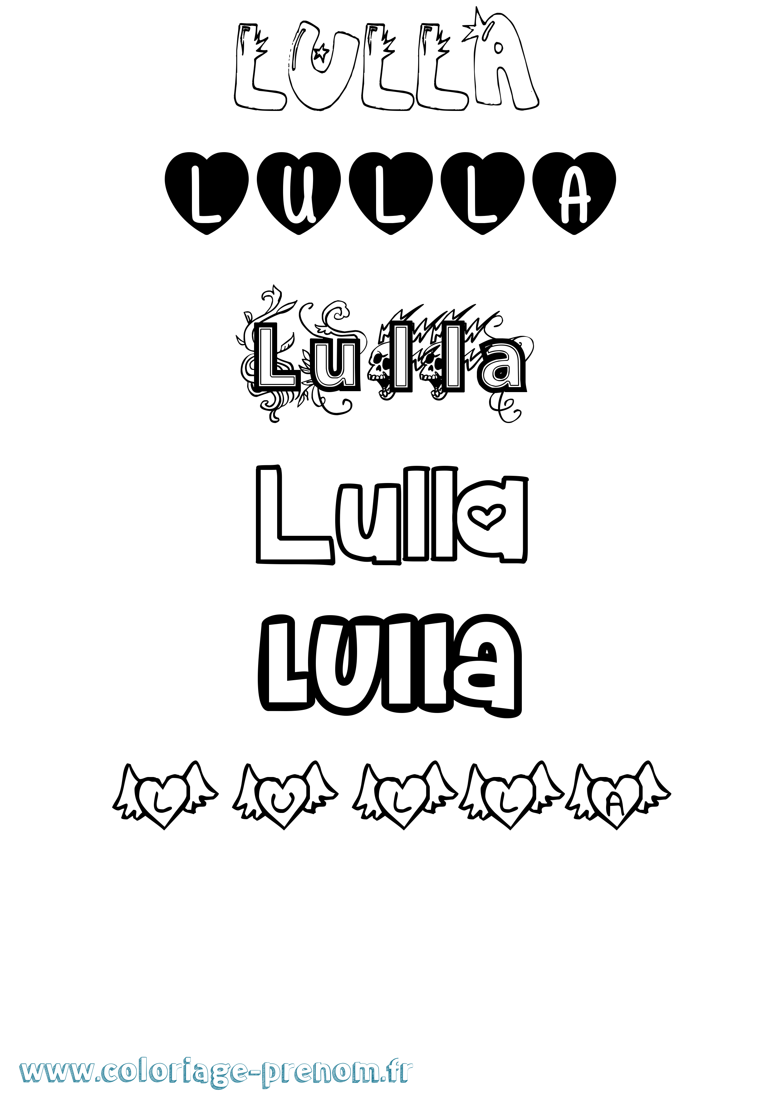 Coloriage prénom Lulla Girly