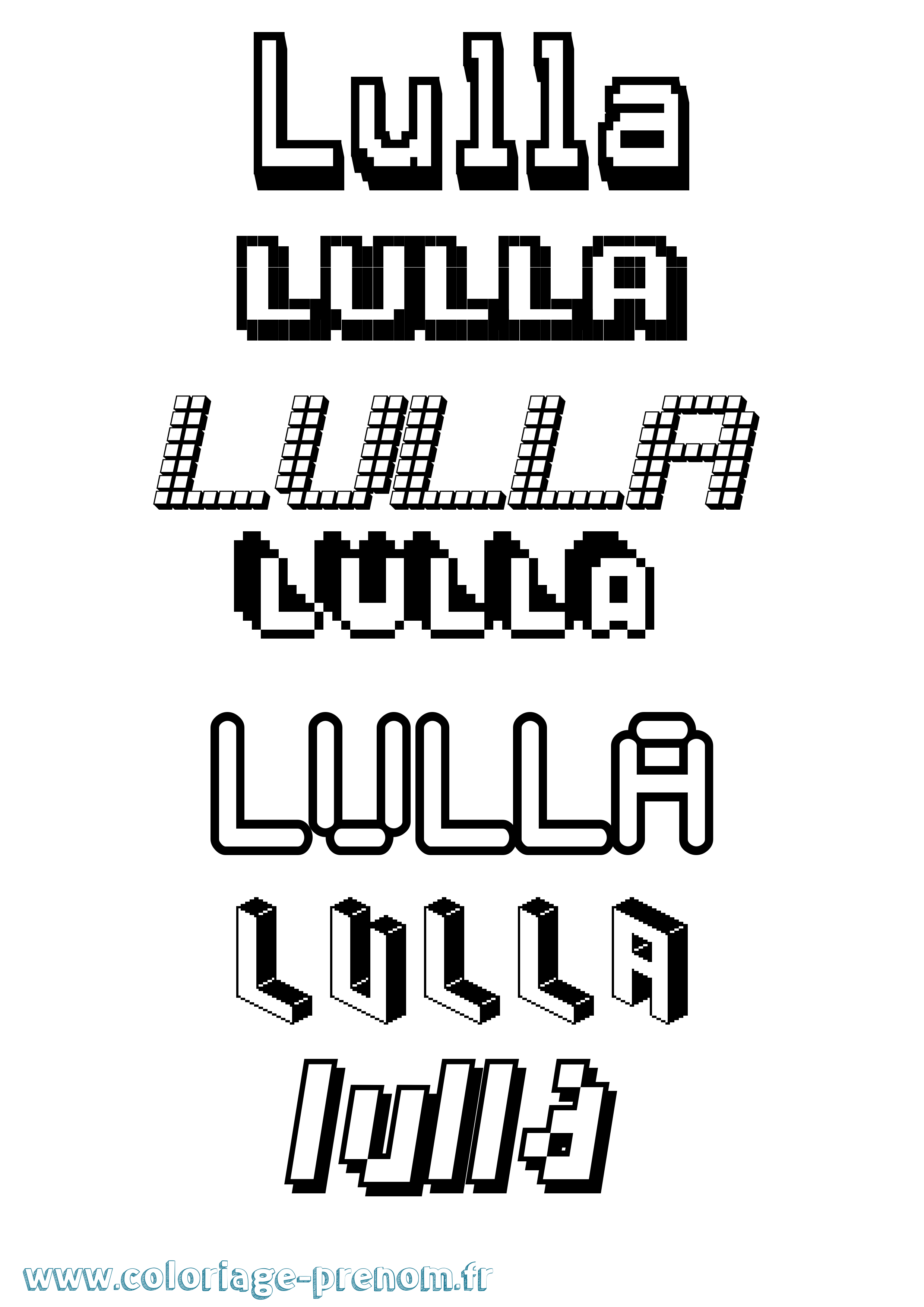 Coloriage prénom Lulla Pixel