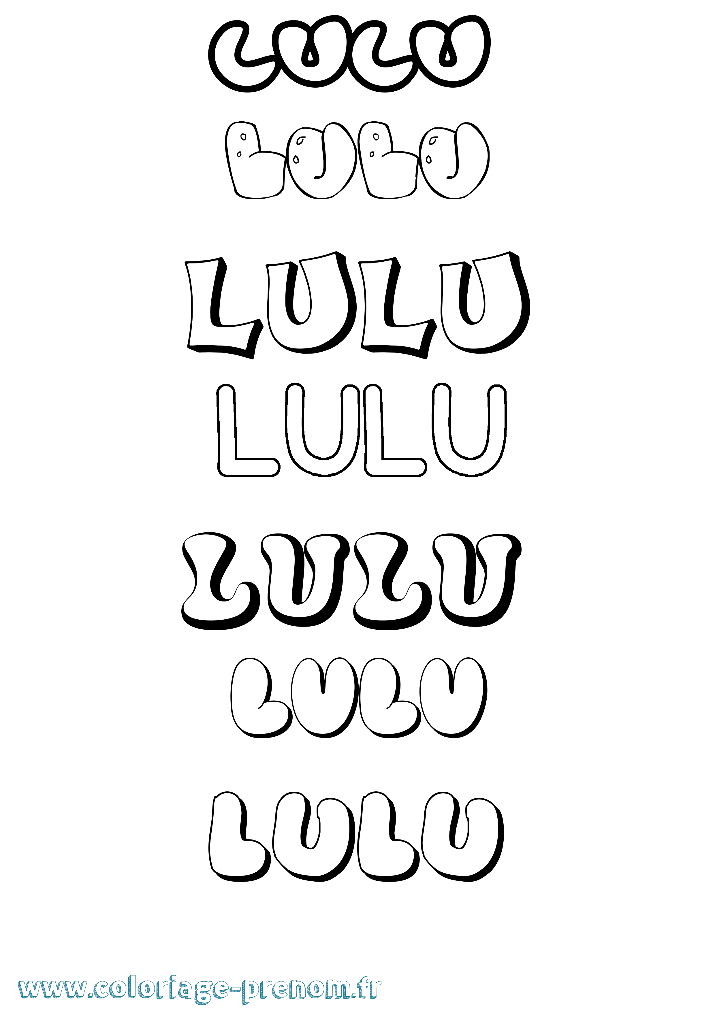Coloriage prénom Lulu Bubble