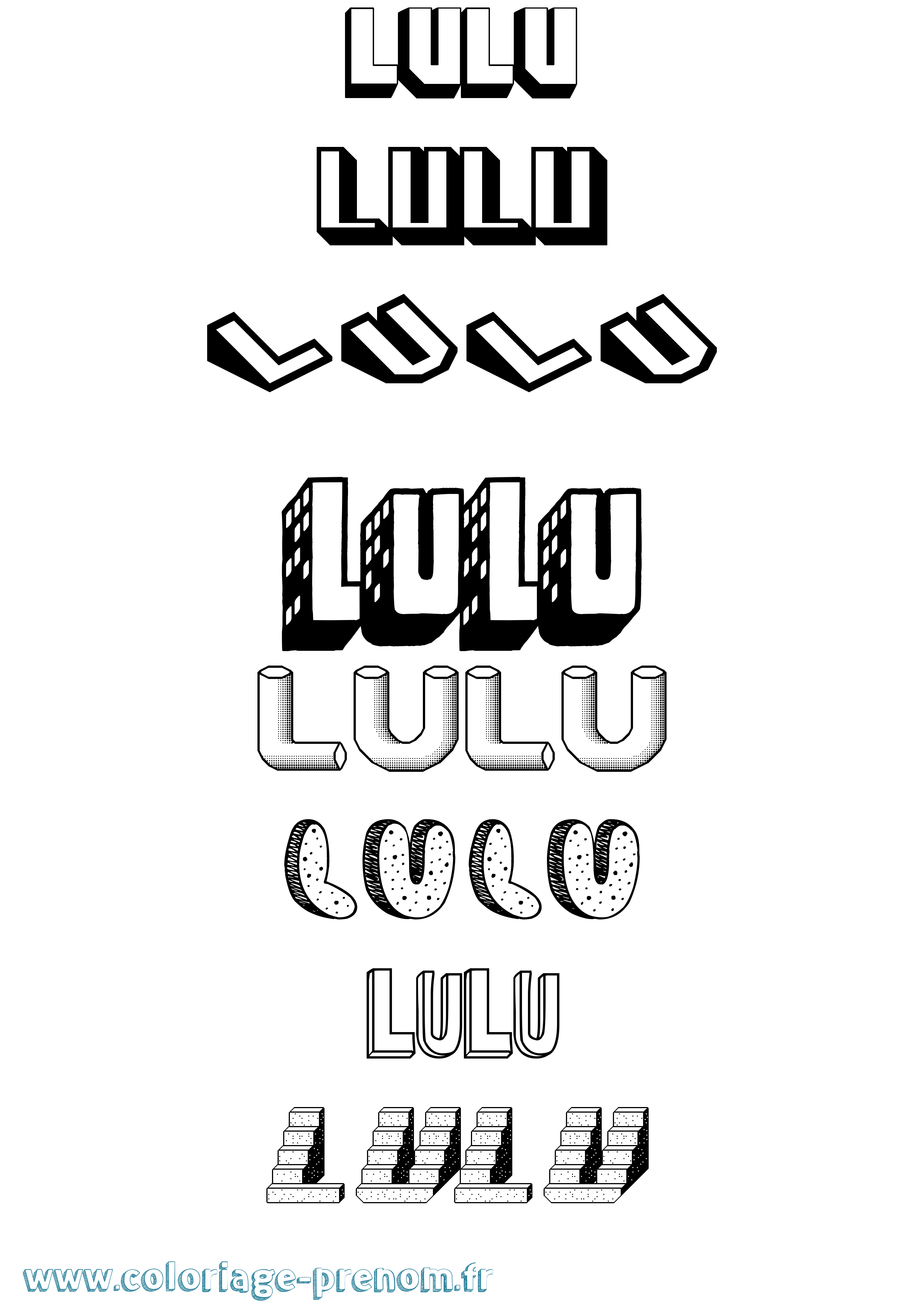 Coloriage Lulu Effet 3D Coloriage prénom Lulu Effet 3D