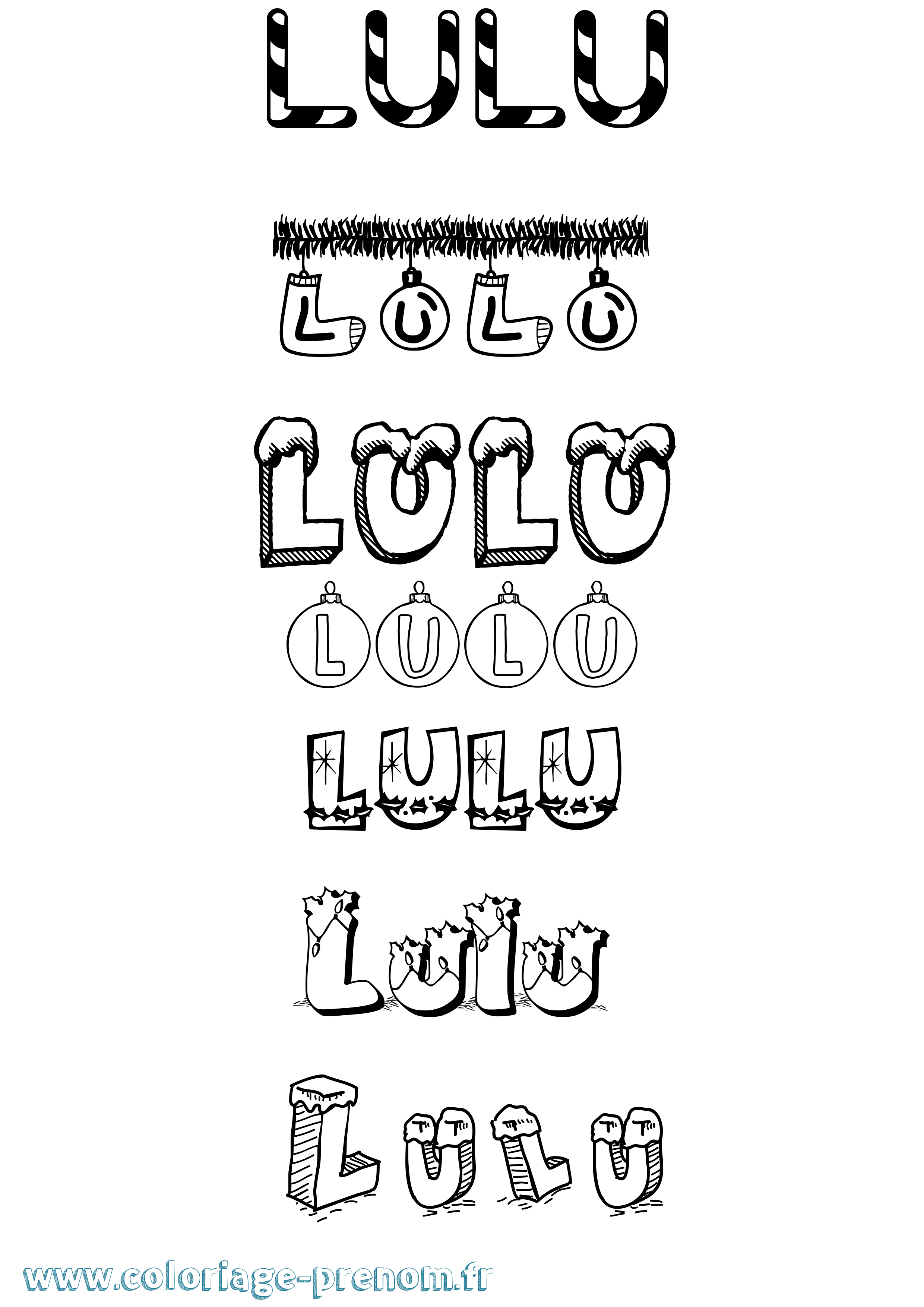 Coloriage prénom Lulu Noël