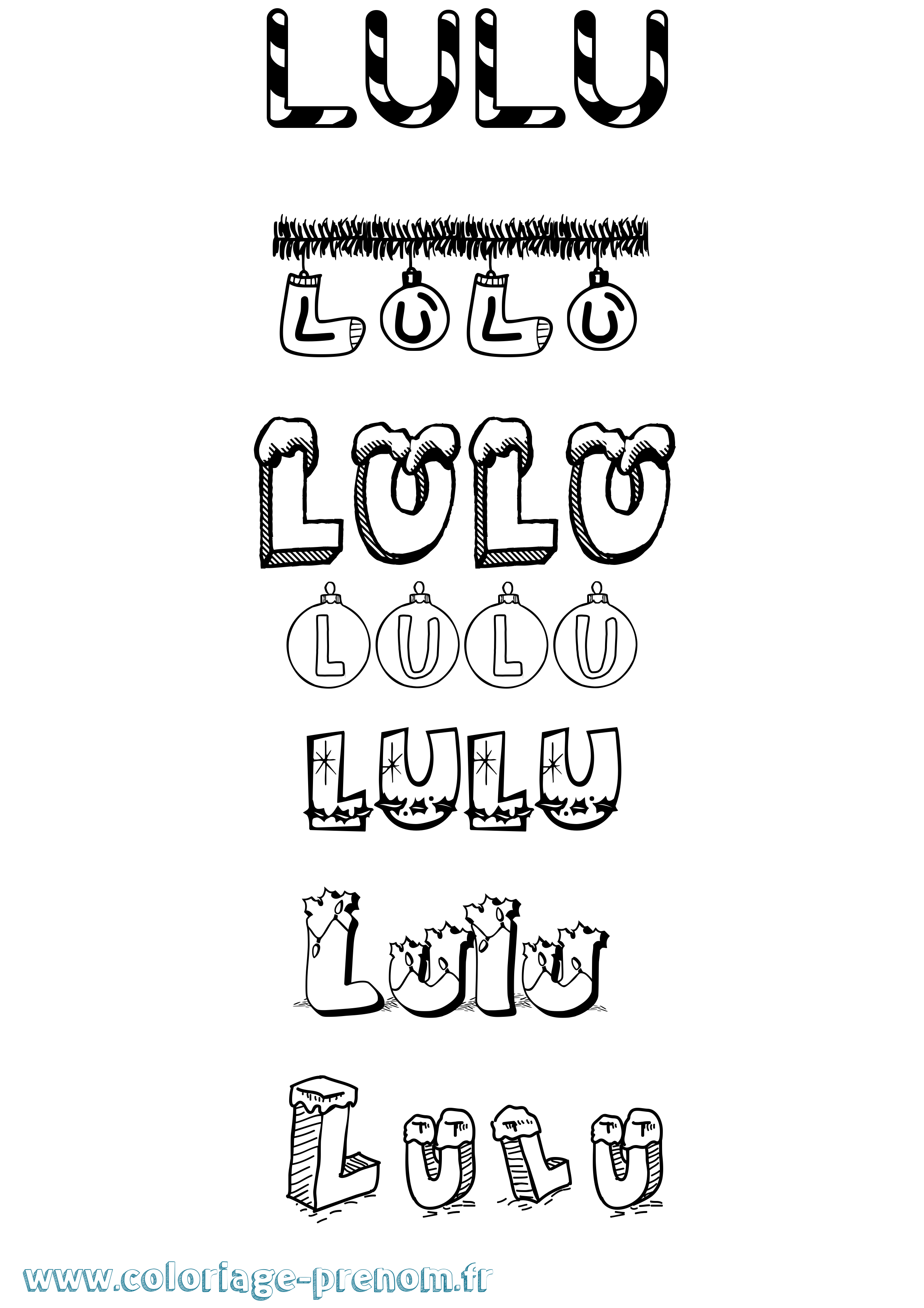 Coloriage Lulu Noël Coloriage prénom Lulu Noël