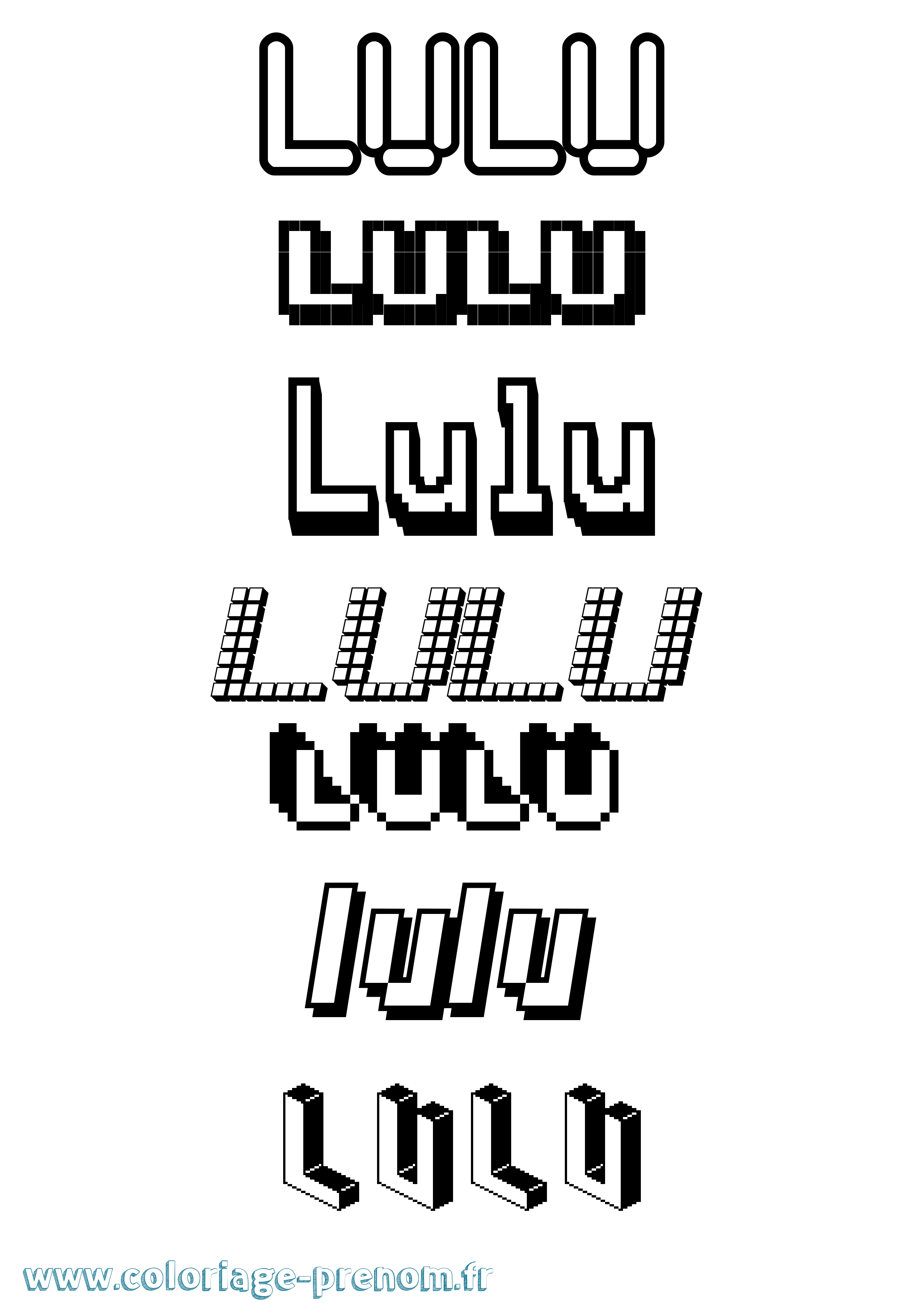 Coloriage prénom Lulu Pixel