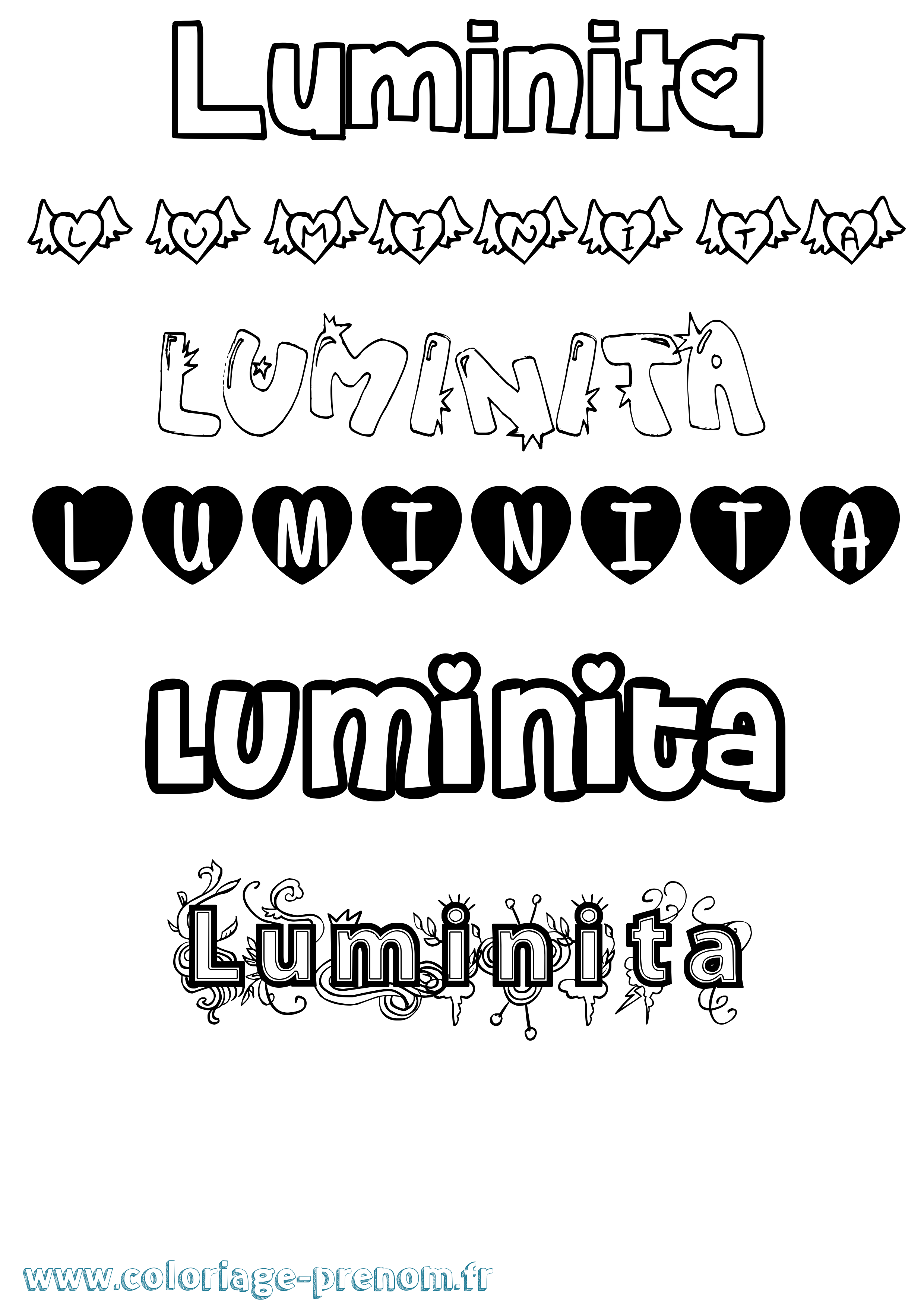 Coloriage prénom Luminita Girly