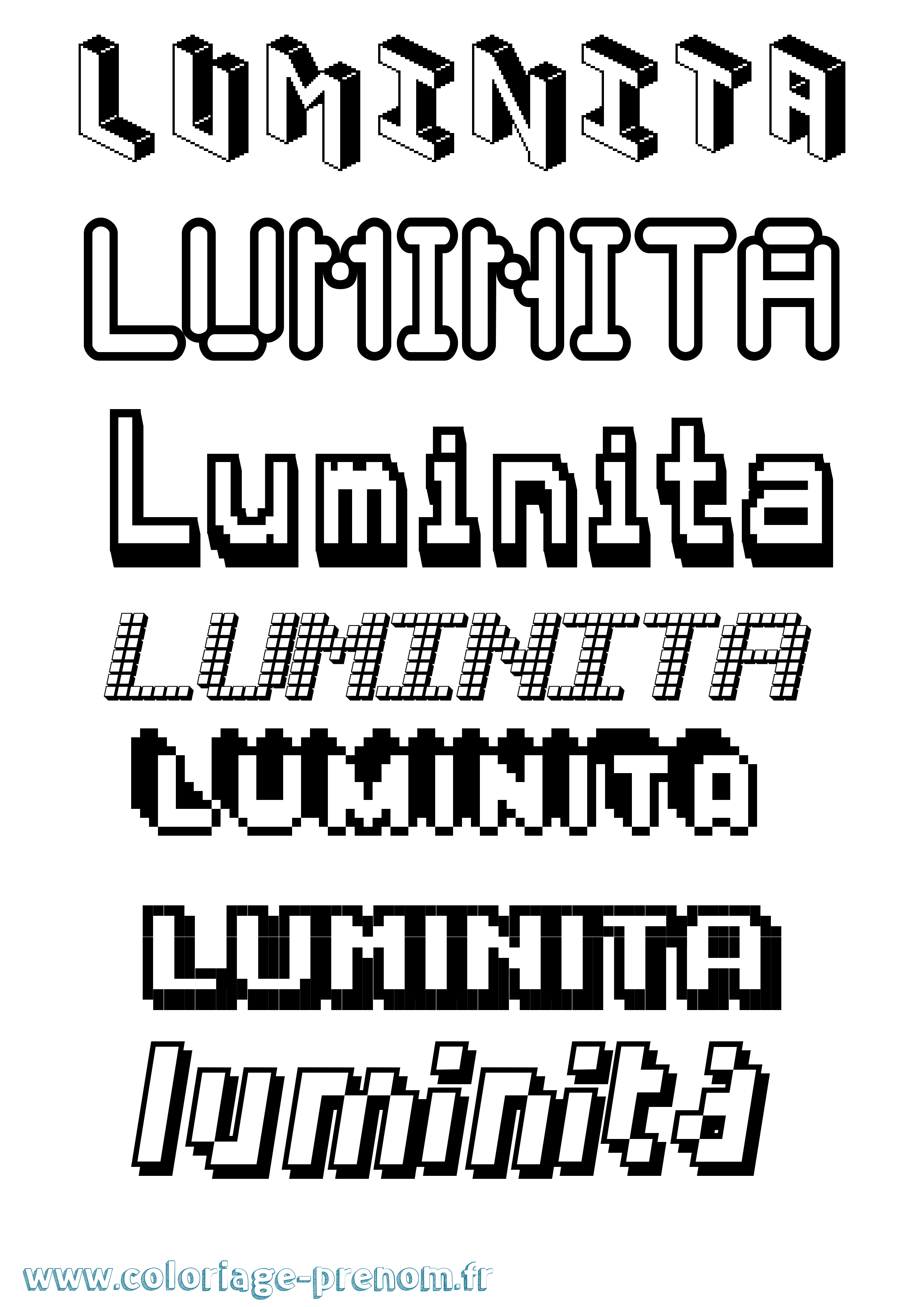 Coloriage prénom Luminita Pixel